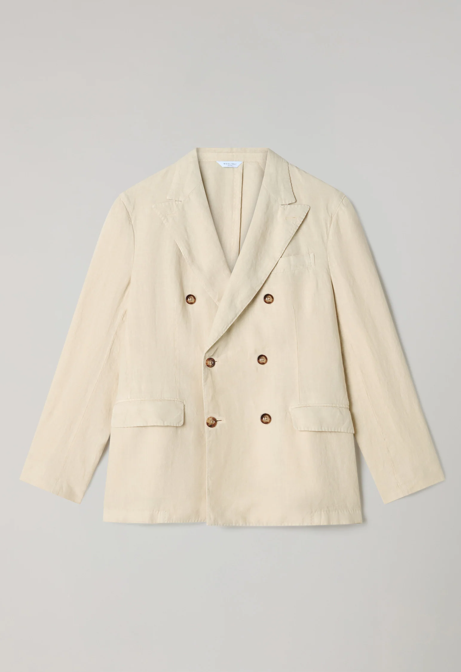 Abito Dover doppiopetto in lino tinto in capo beige - Image 5