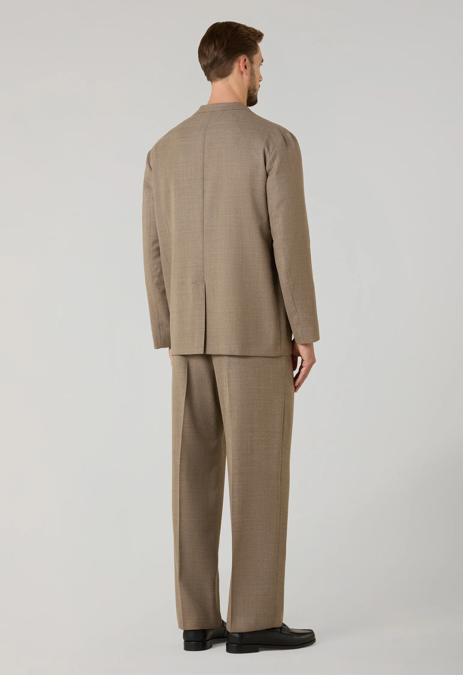 Abito Fluido in lana a nido d'ape beige - Image 2