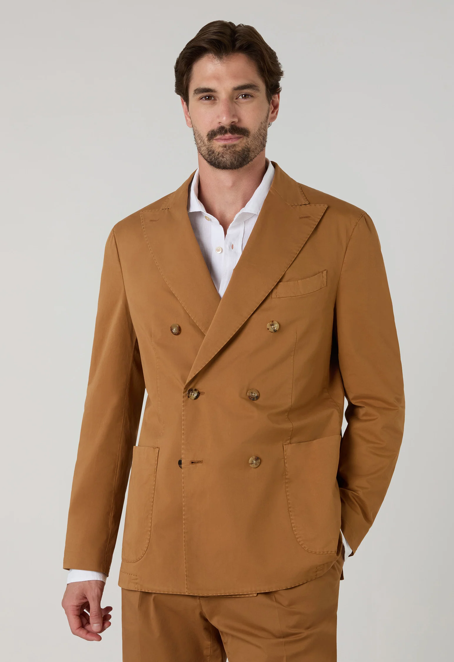 Abito K-Jacket doppiopetto in cotone supima tinto in capo arancione - Image 3