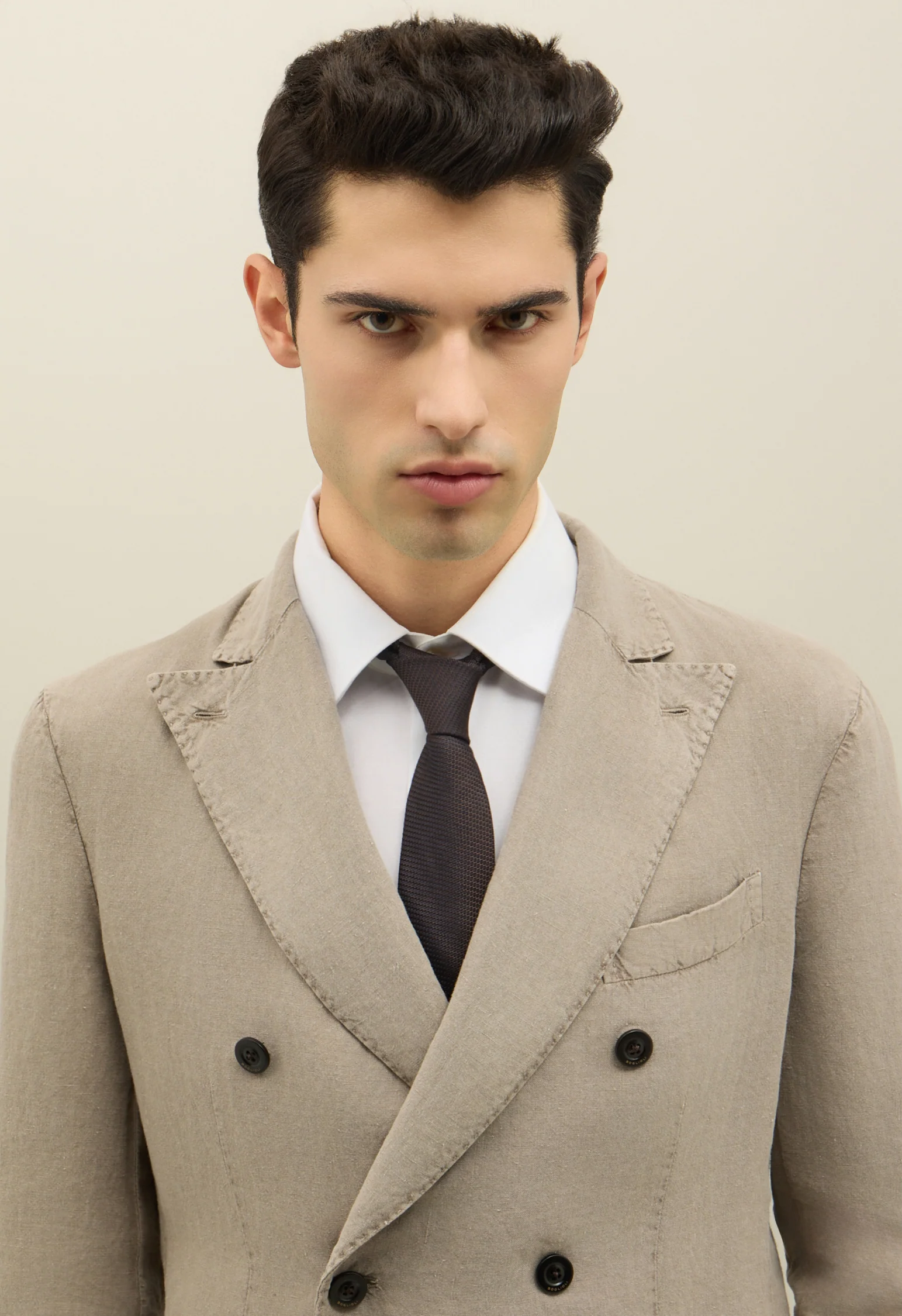 Abito K-Jacket doppiopetto in lino Tinto Terra beige - Image 3
