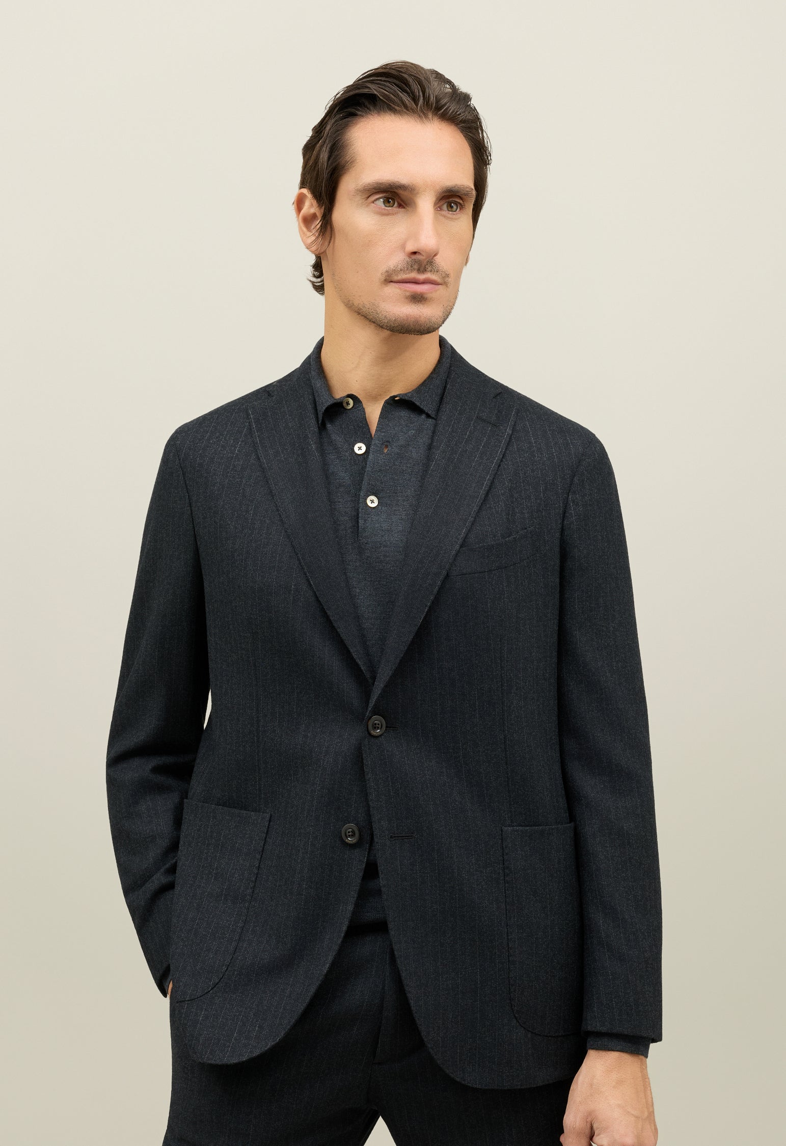 Abito K-Jacket gessato in flanella grigio scuro - Image 3