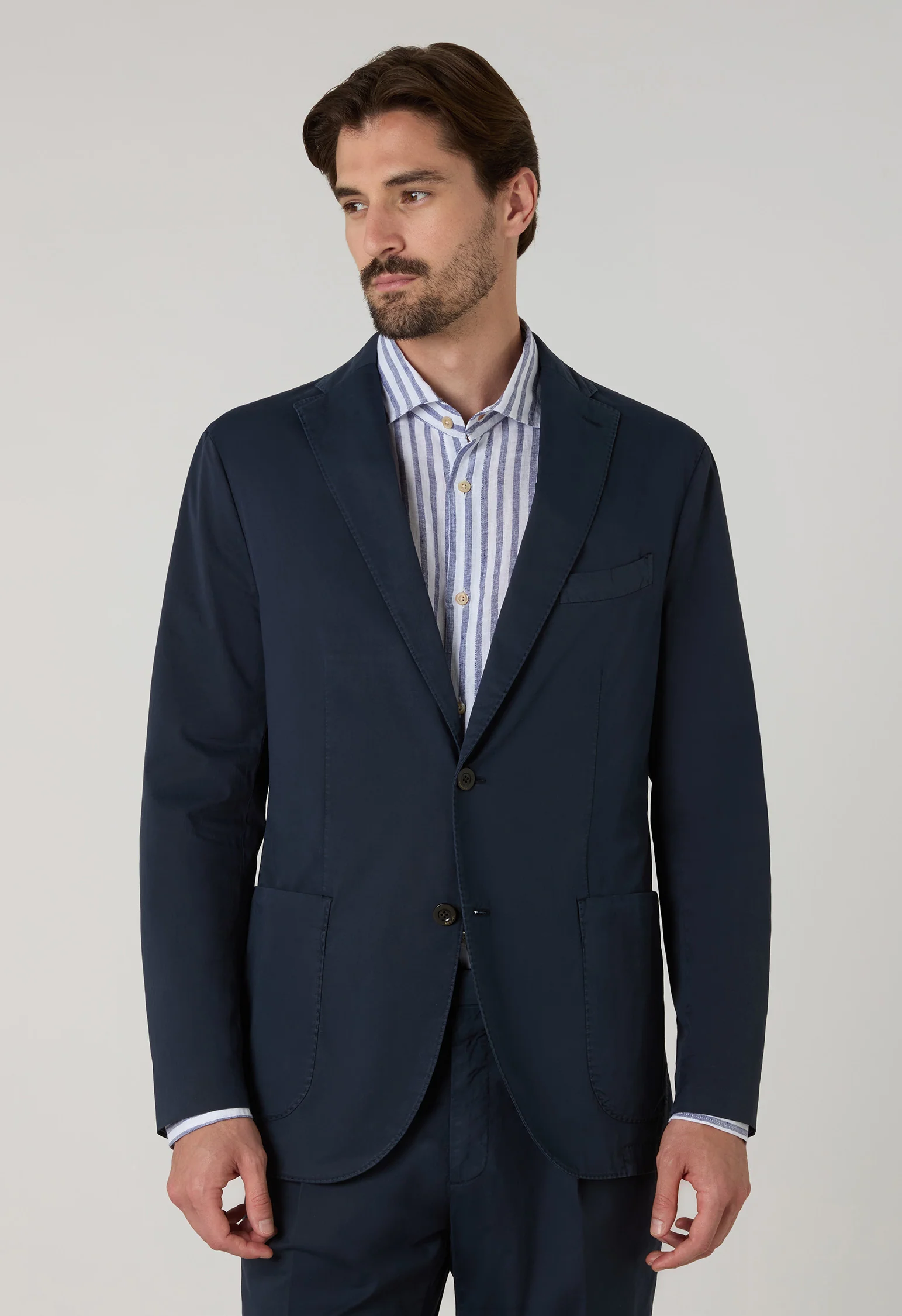 Abito K-Jacket in cotone tinto in capo blu - Image 3