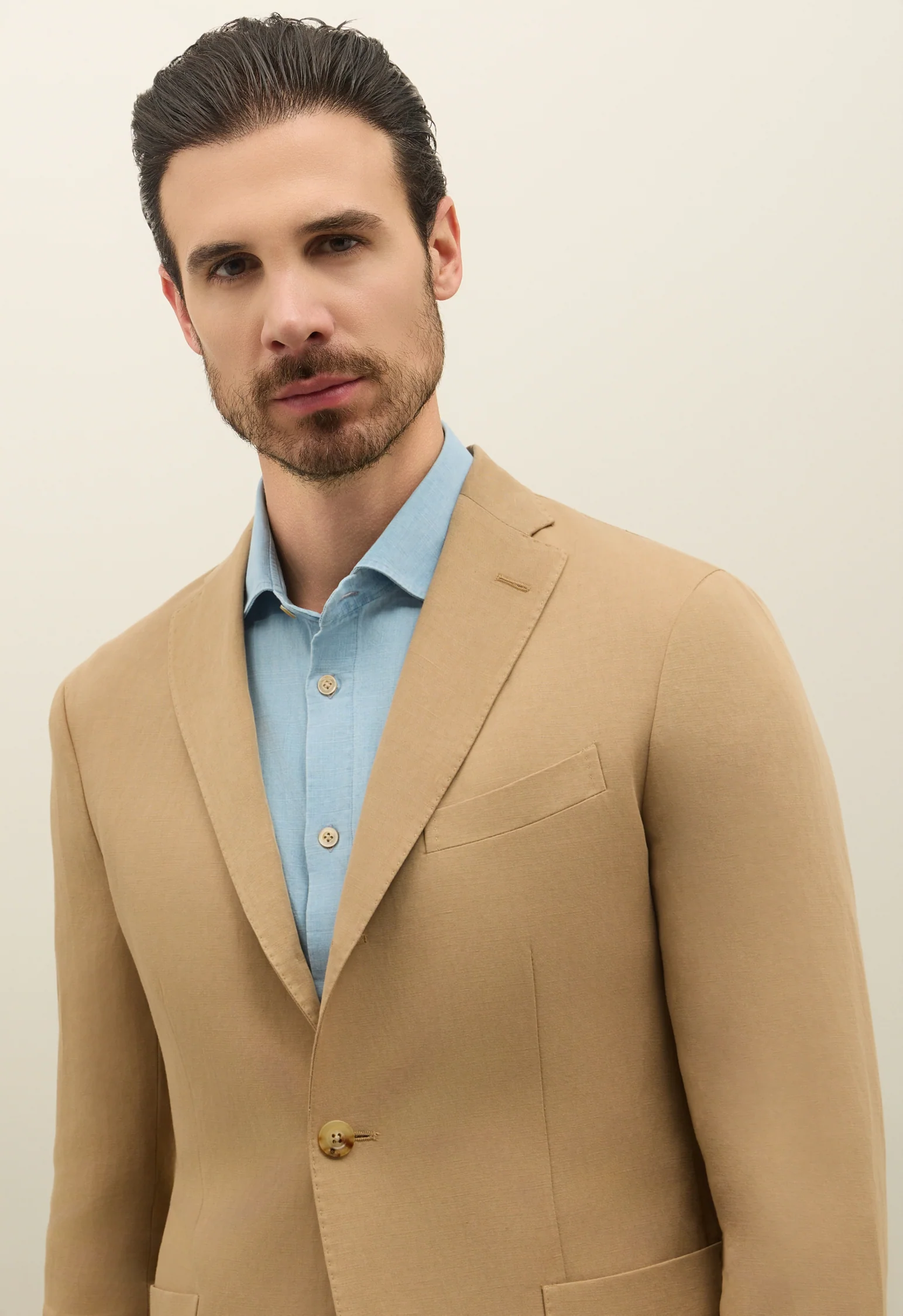 Abito K-Jacket in lino e tencel satin beige scuro - Image 3
