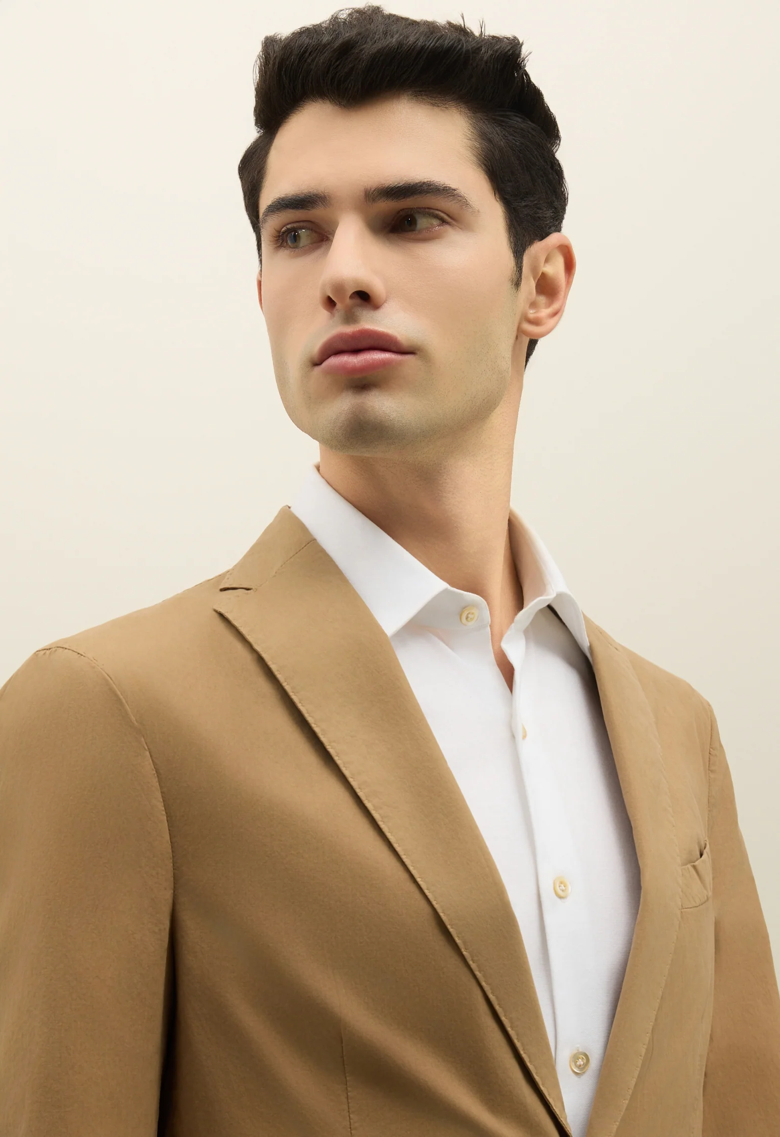 Abito K-Jacket in popeline leggero tinto in capo marrone chiaro - Image 3