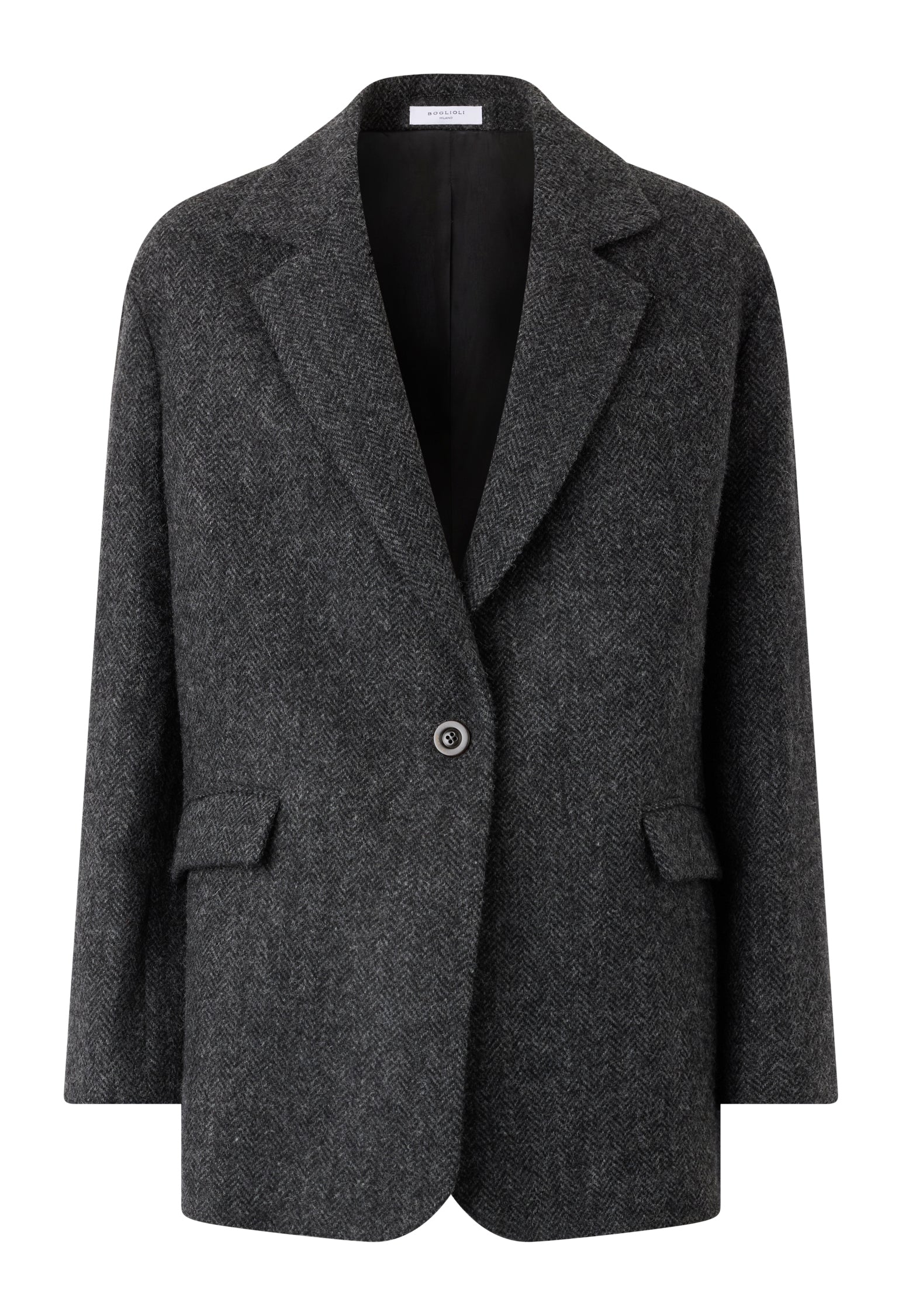 Blazer Otta a spina di pesce in lana Shetland grigio - Image 4