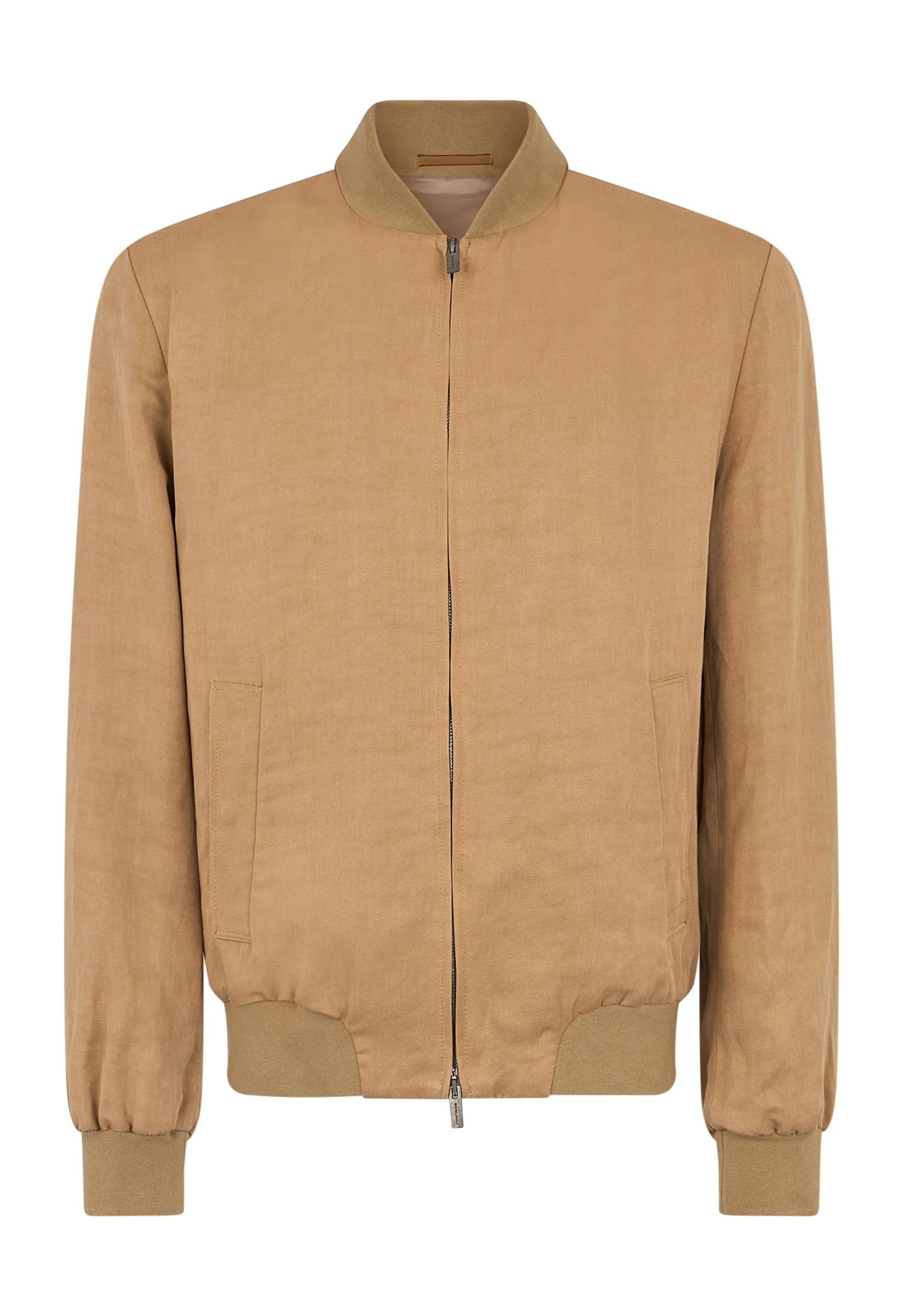 Bomber in lino e tencel satin beige scuro - Image 4