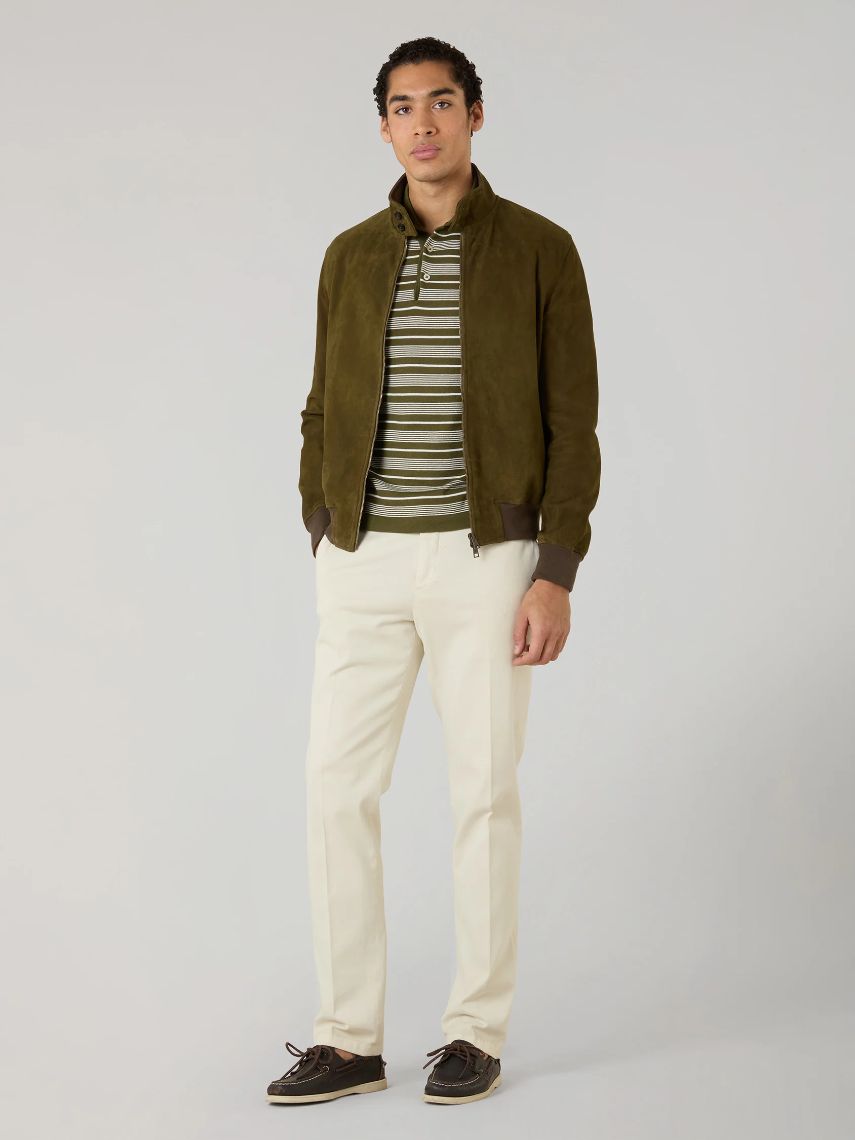 Bomber in suede khaki scuro - Image 3