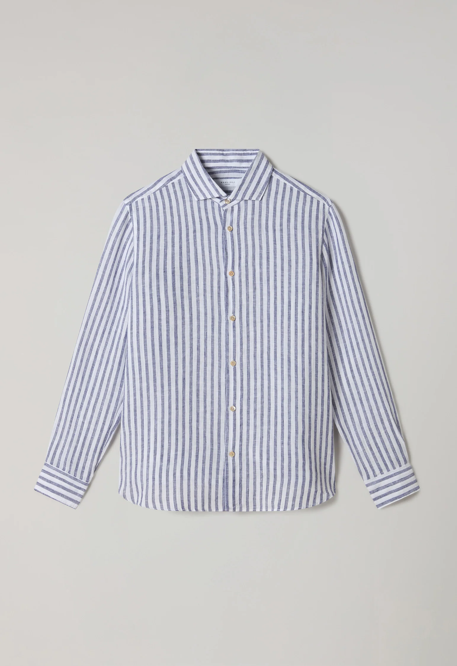 Camicia a righe in lino blu chiaro - Image 4
