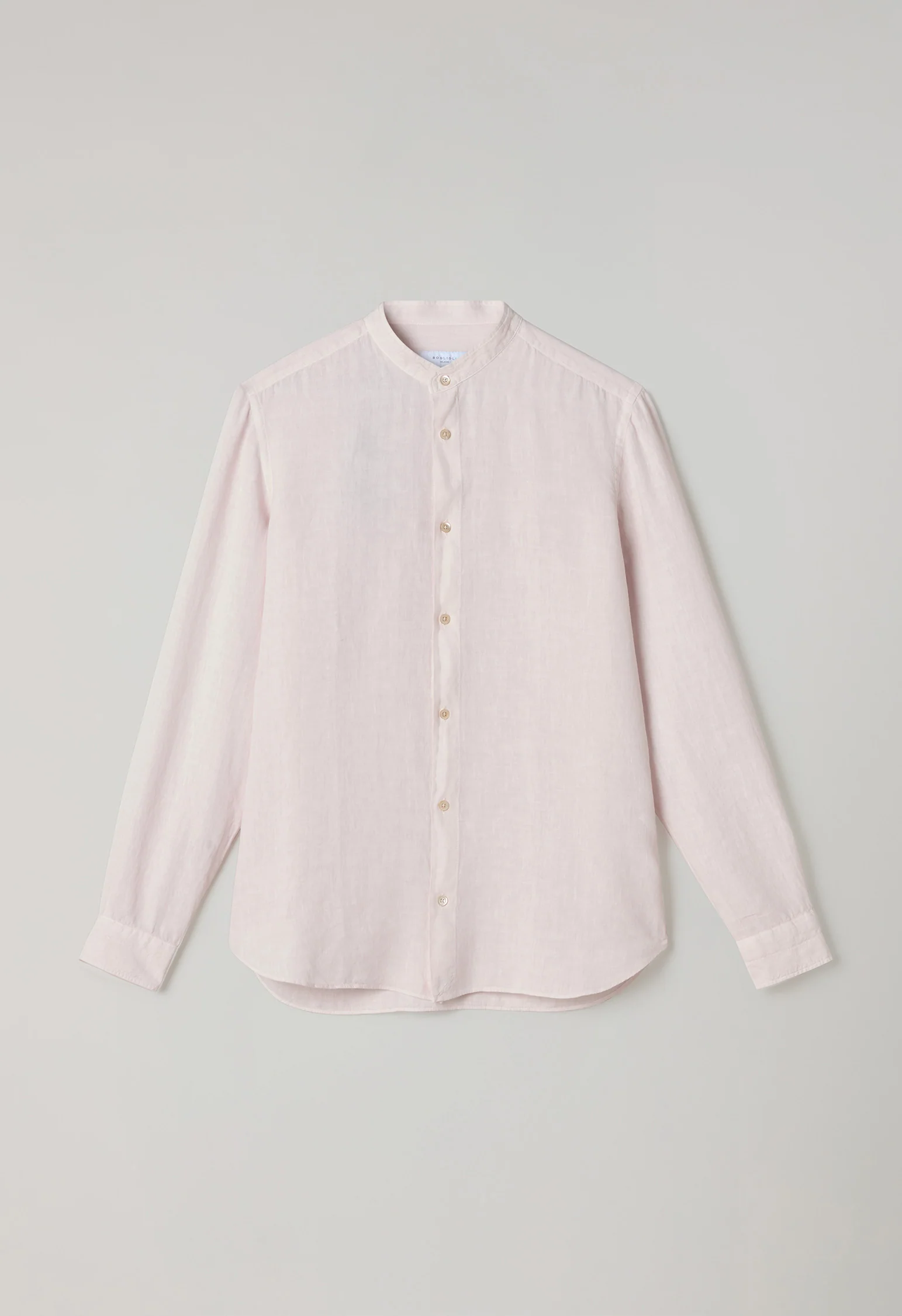 Camicia guru in lino tinto in capo rosa pastello - Image 4