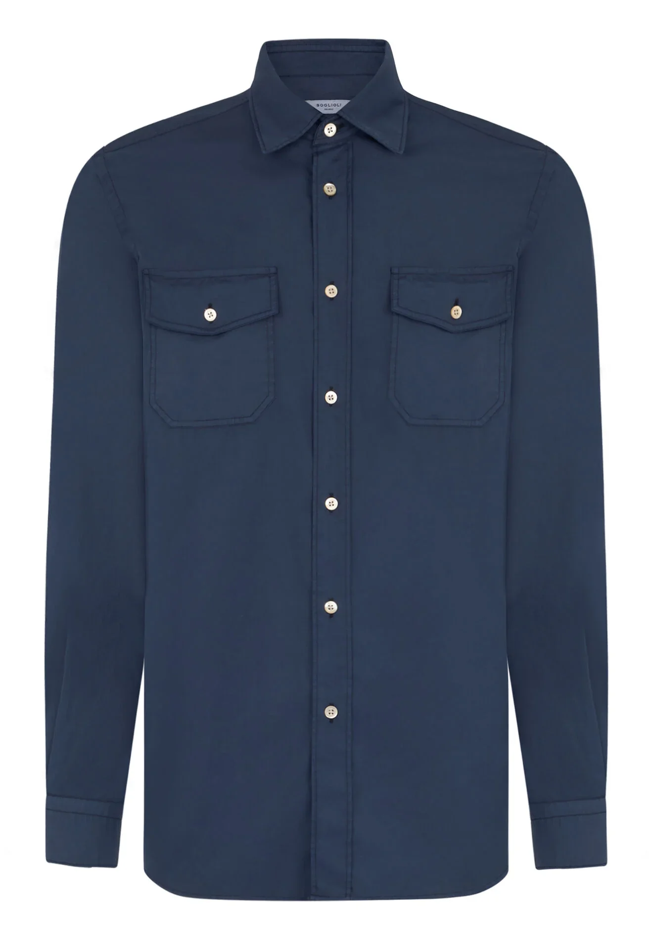 Camicia in popeline tinto in capo blu - Image 4