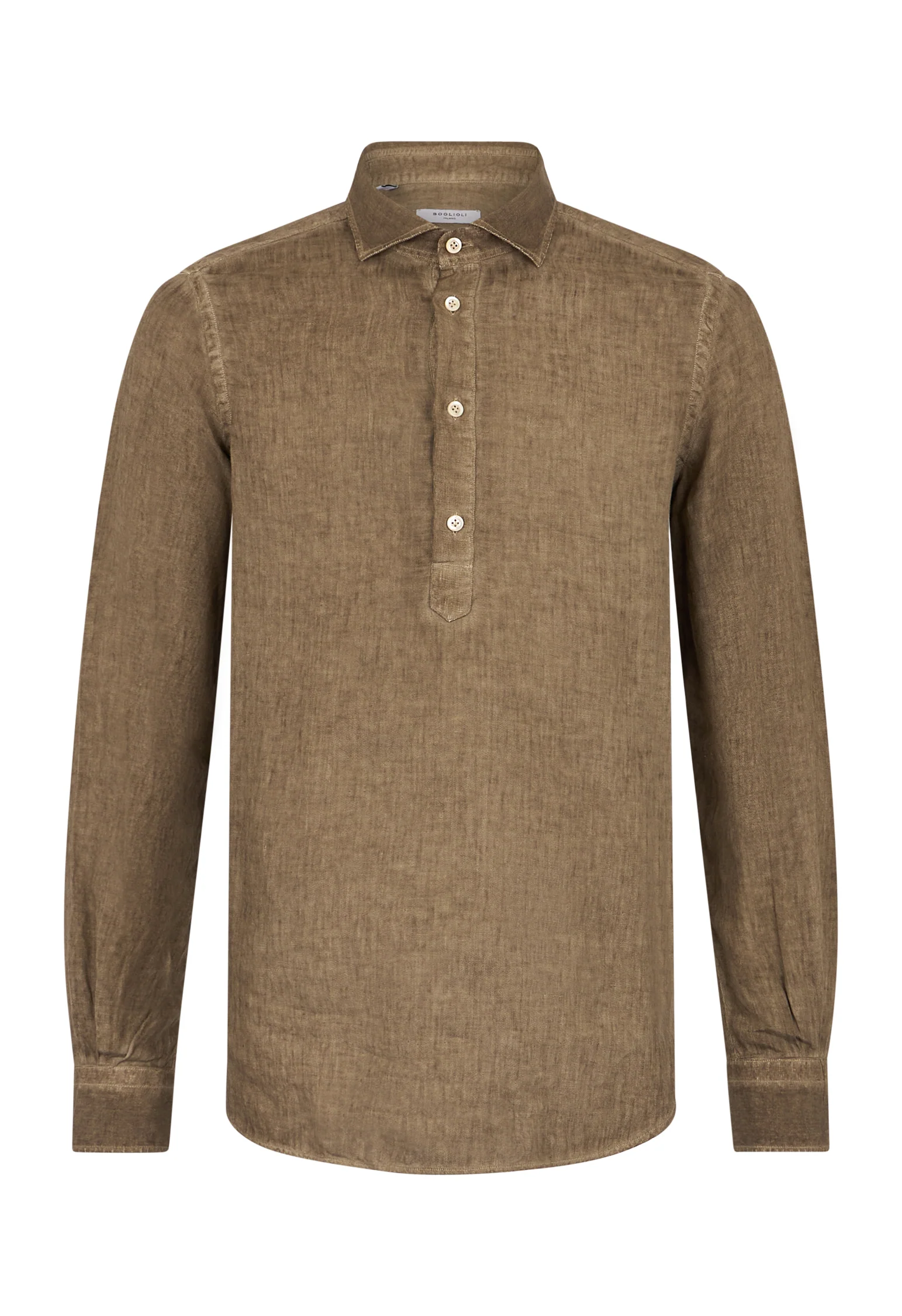 Camicia-Polo in lino tinto in capo verde - Image 4