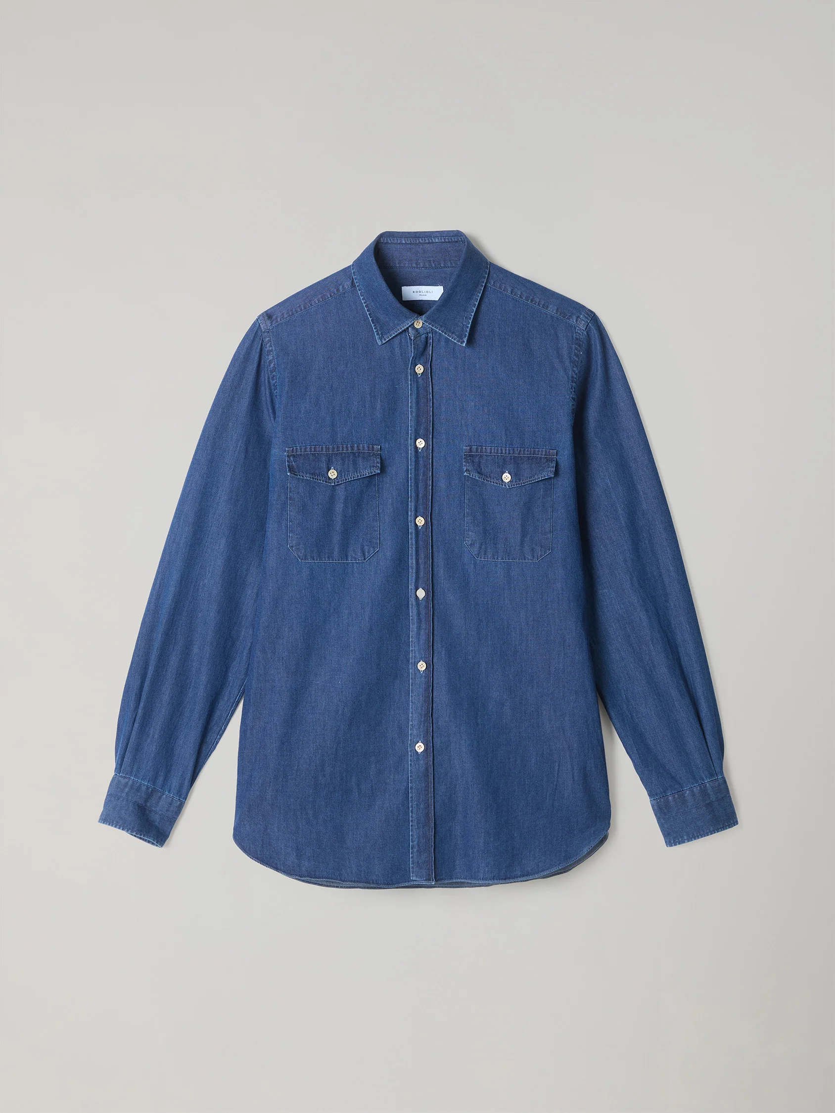 Camicia Western in chambray blu - Image 4