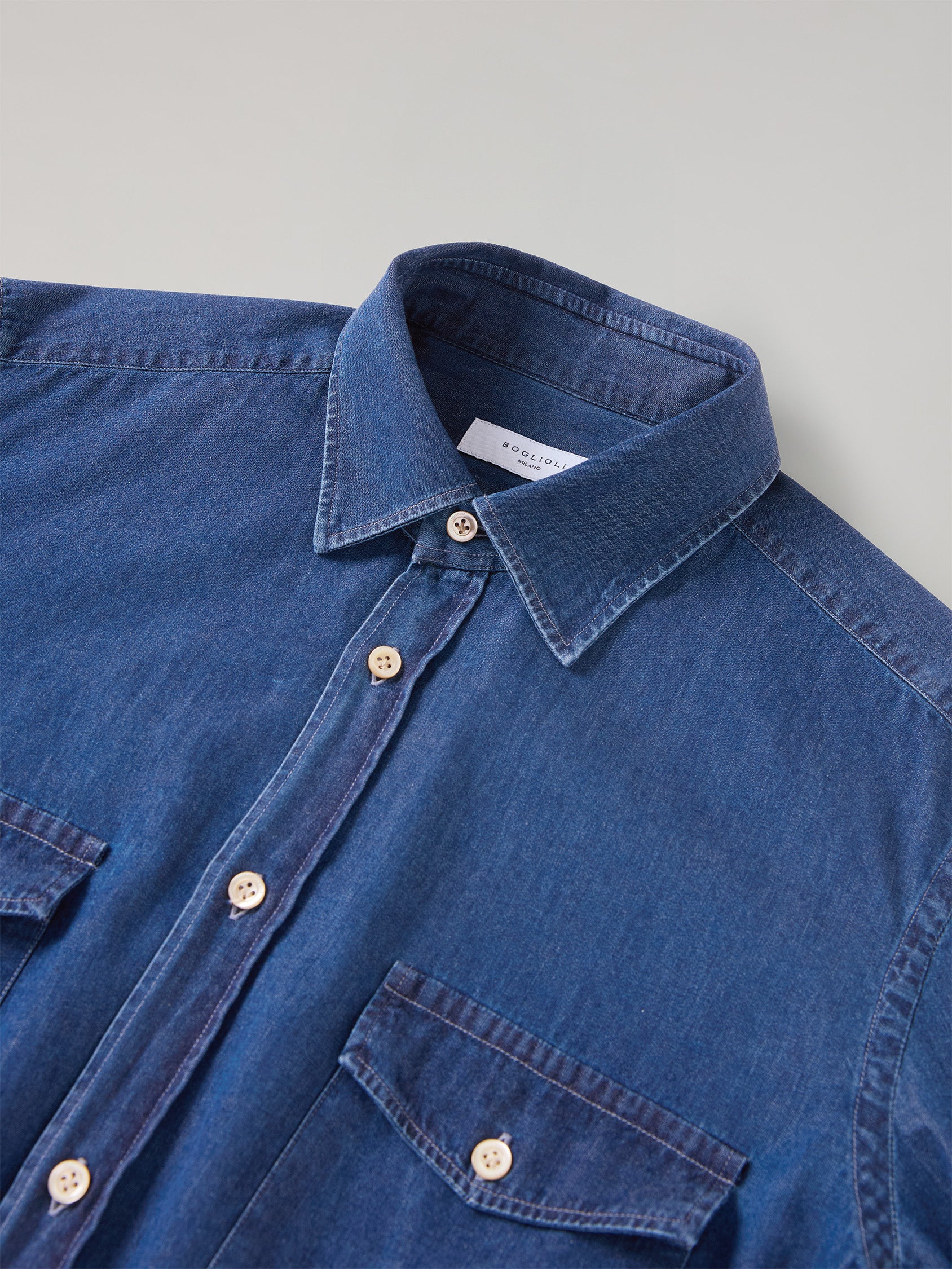 Camicia Western in chambray blu - Image 5