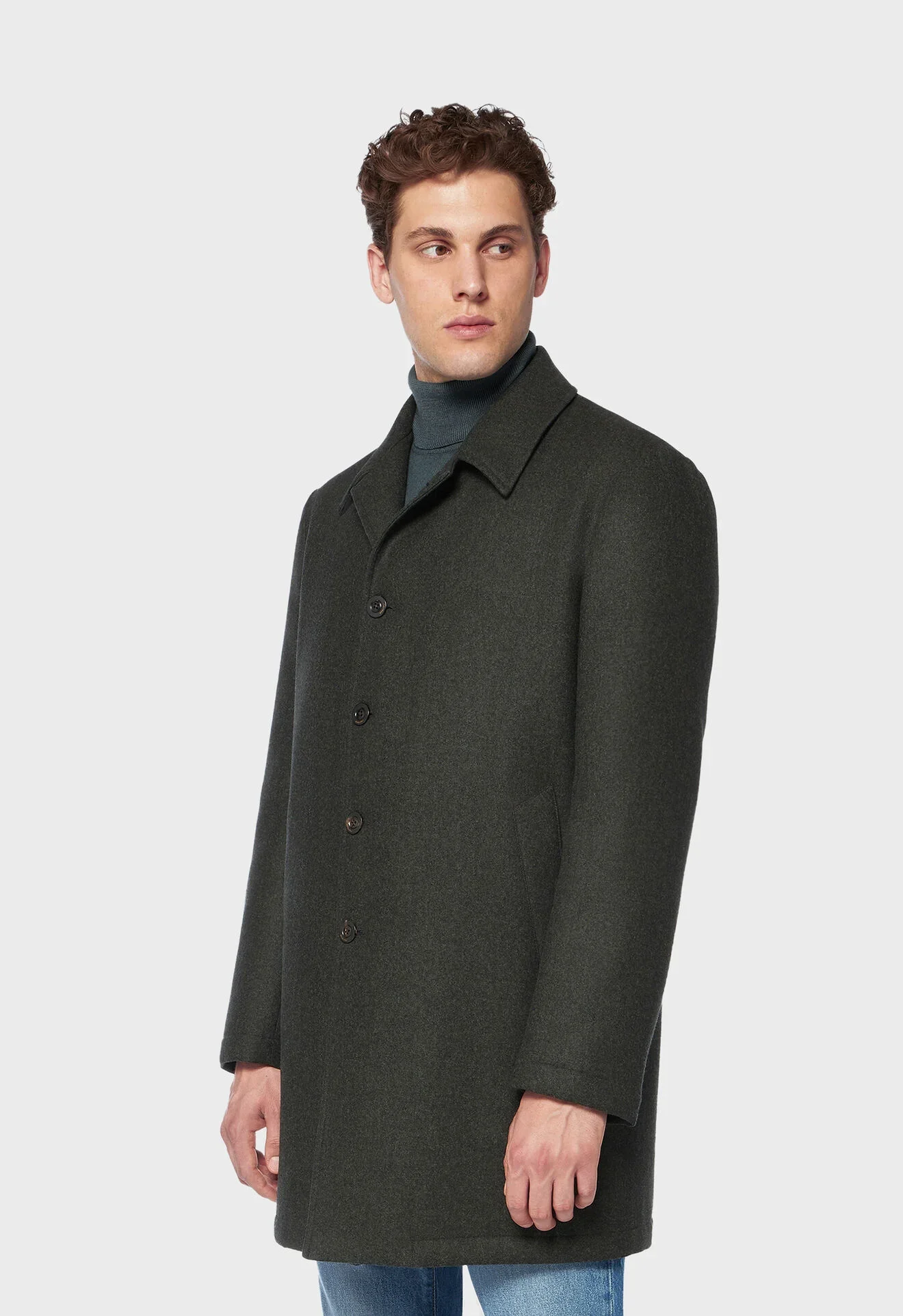 Cappotto Duster imbottito in lana vergine verde - Image 3
