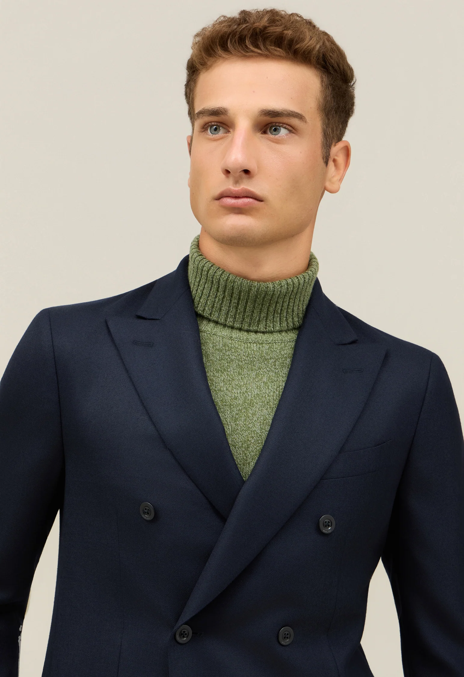 Giacca B-Line doppiopetto in lana Hopsack blu - Image 3