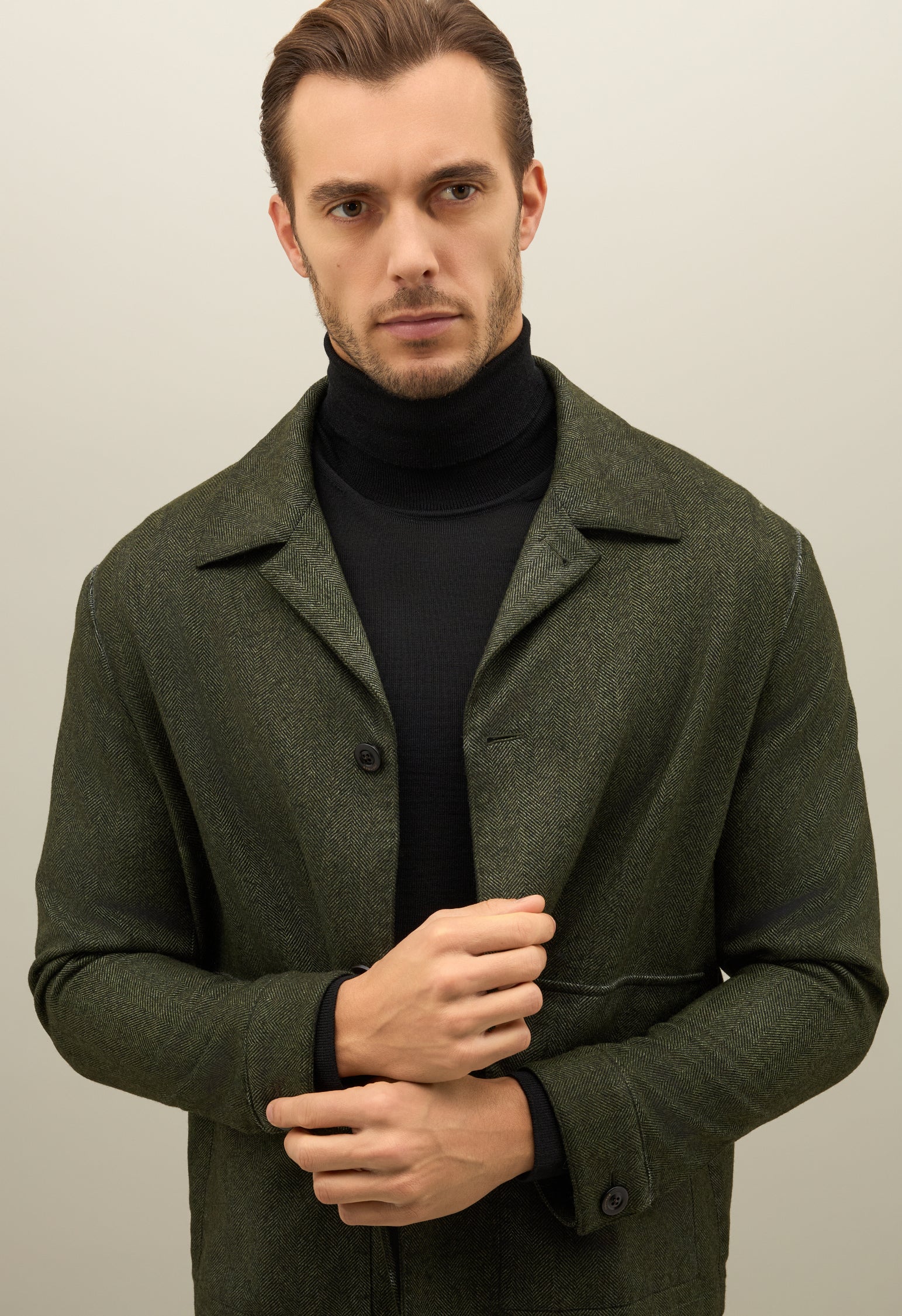 Giacca Boxie in cashmere e lana tinto velo verde - Image 3