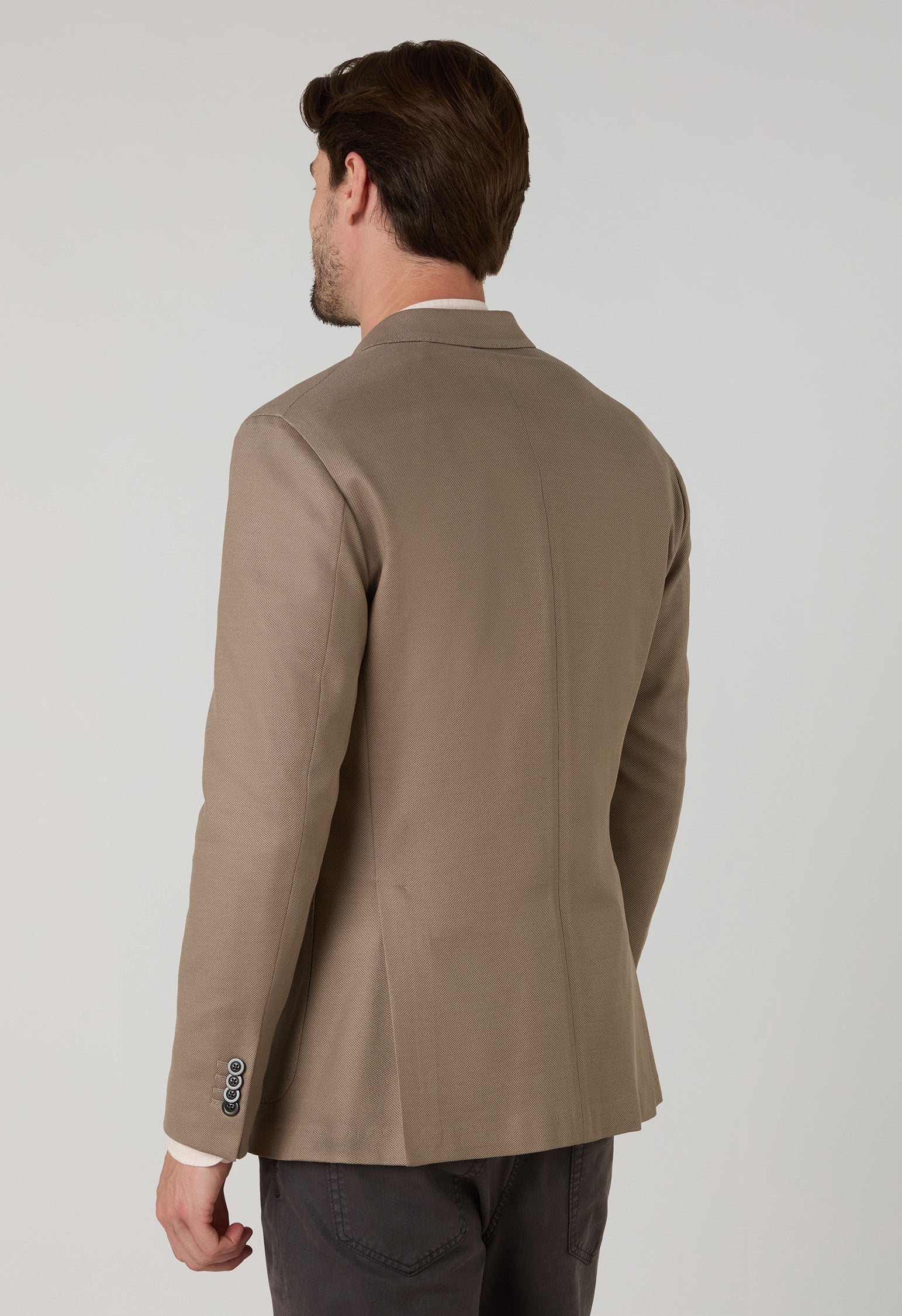 Giacca Dover doppiopetto in jersey beige - Image 2
