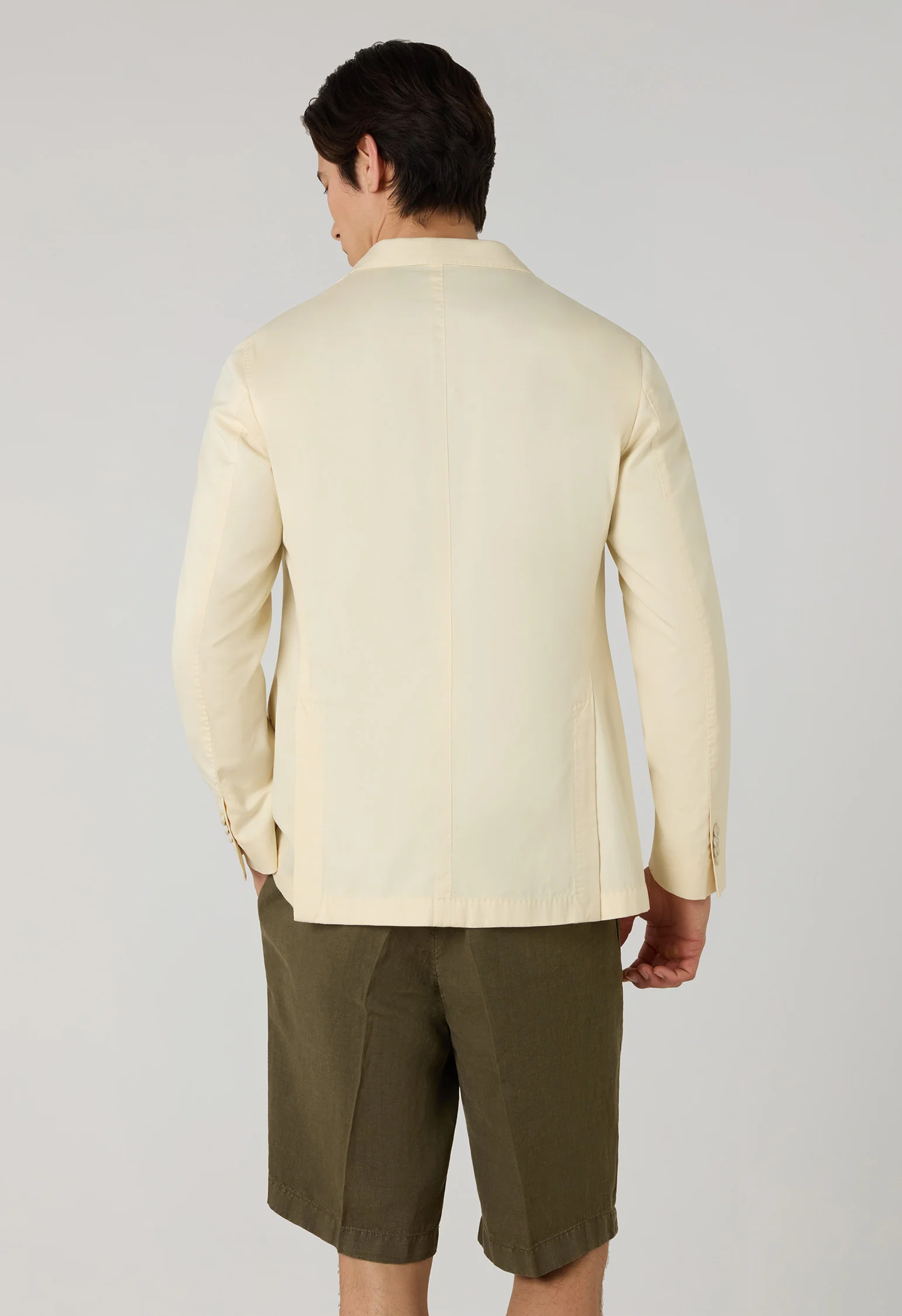 Giacca Dover in cotone e cashmere satin tinta in capo crema - Image 2