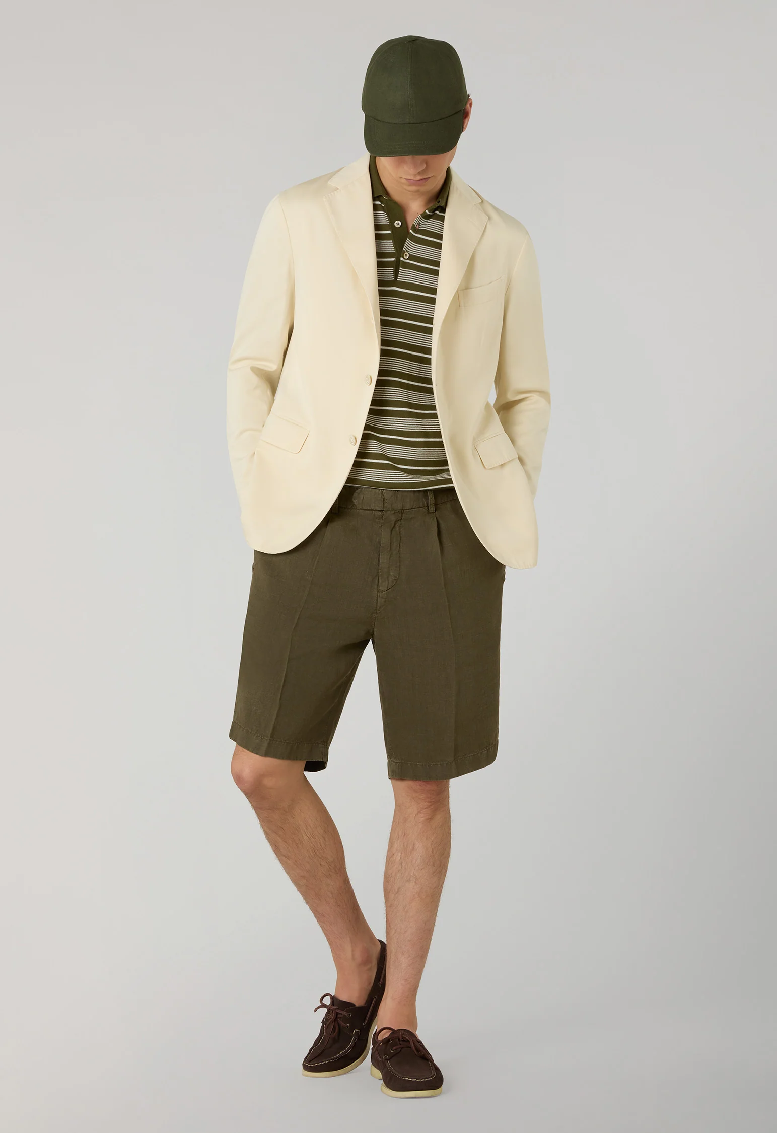 Giacca Dover in cotone e cashmere satin tinta in capo crema - Image 3