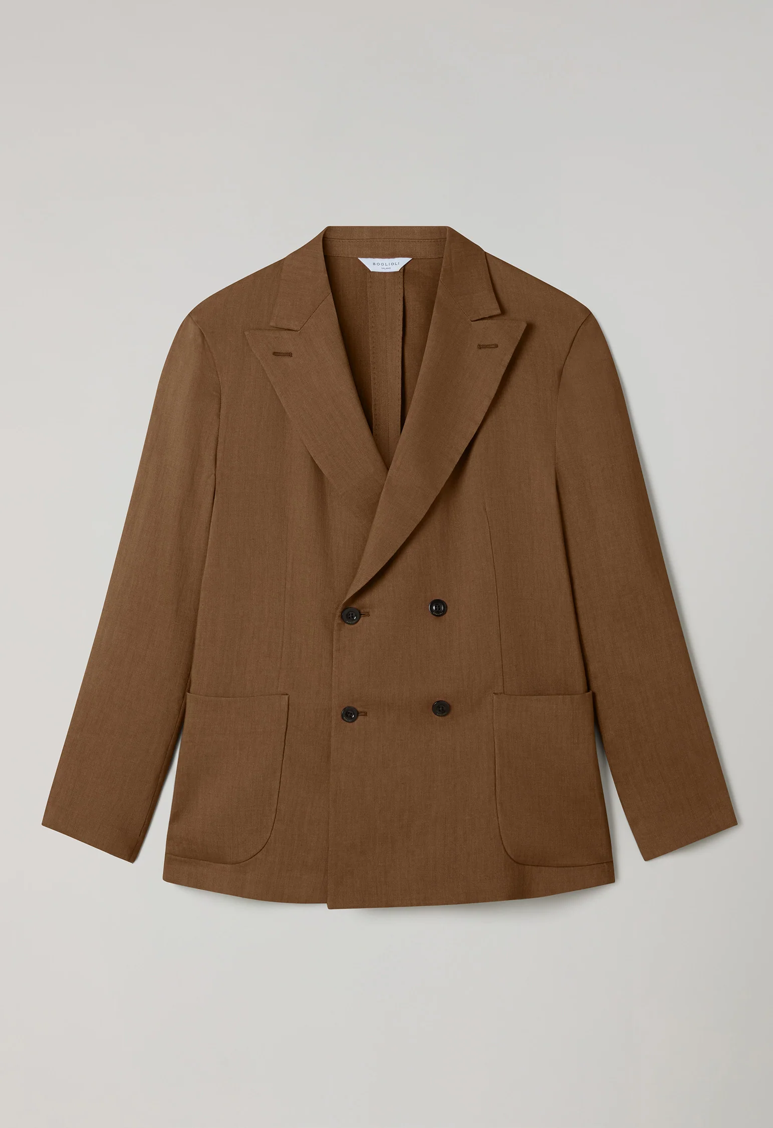Giacca Sartoria doppiopetto in lino e mohair marrone - Image 4