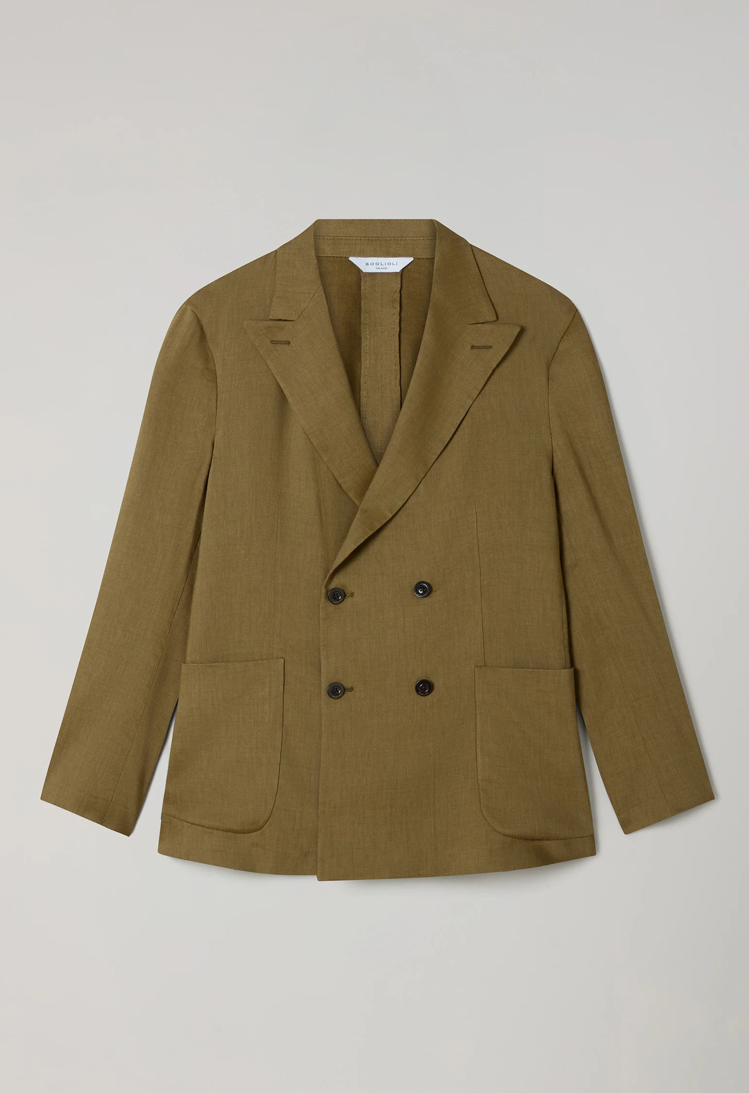 Giacca Sartoria doppiopetto in lino e mohair verde - Image 4