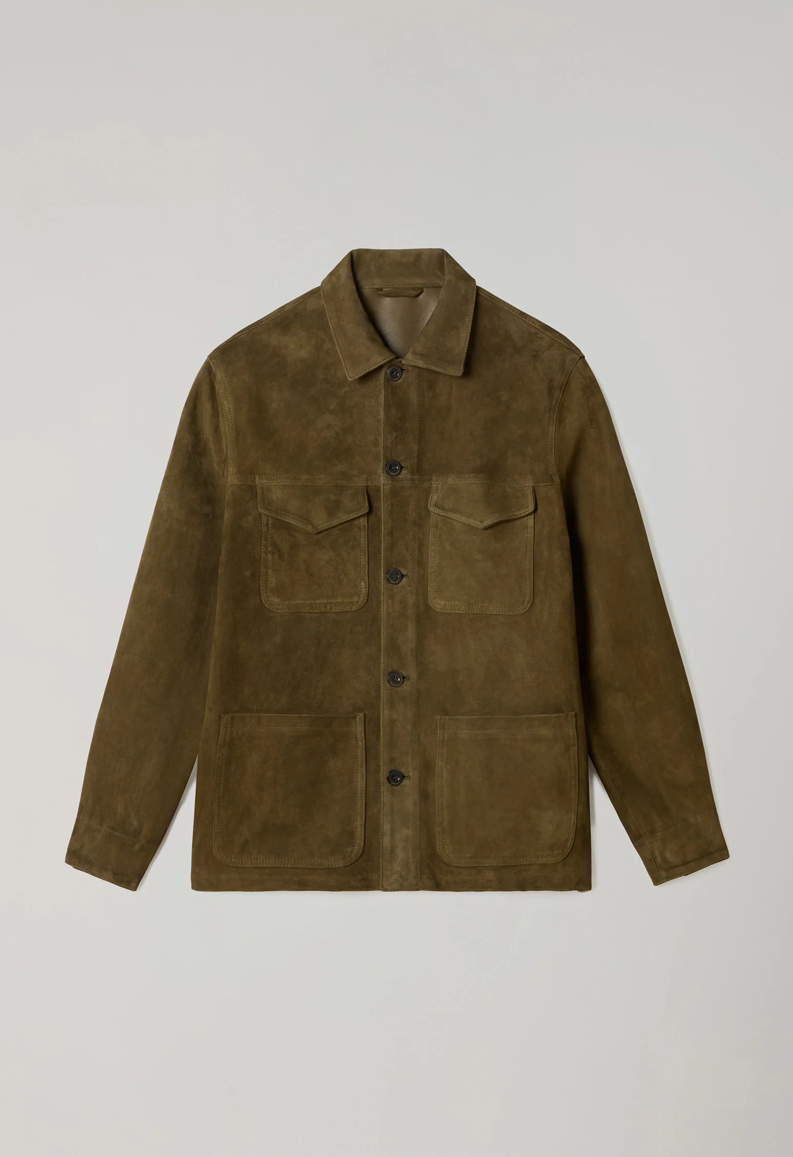 Giacca Workwear in suede khaki scuro - Image 4