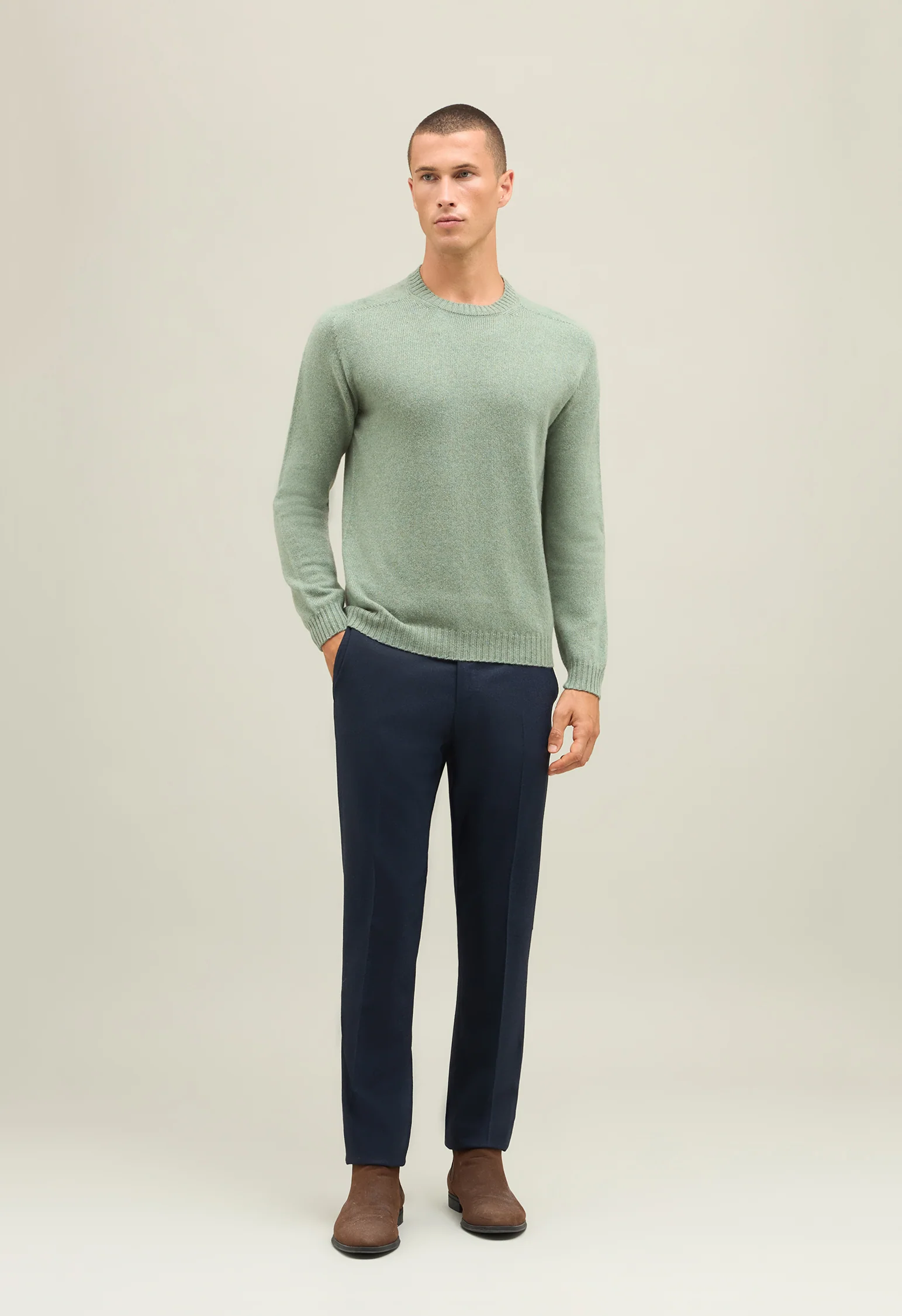 Girocollo in cashmere Coccola verde - Image 2
