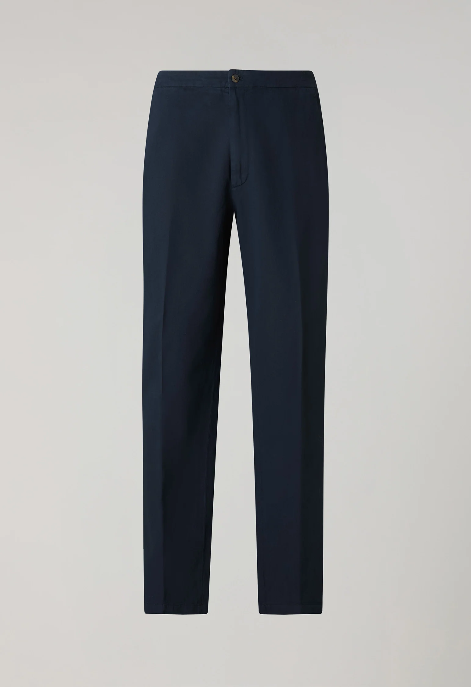 Joggers in gabardina di cotone e lino tinto in capo blu - Image 4