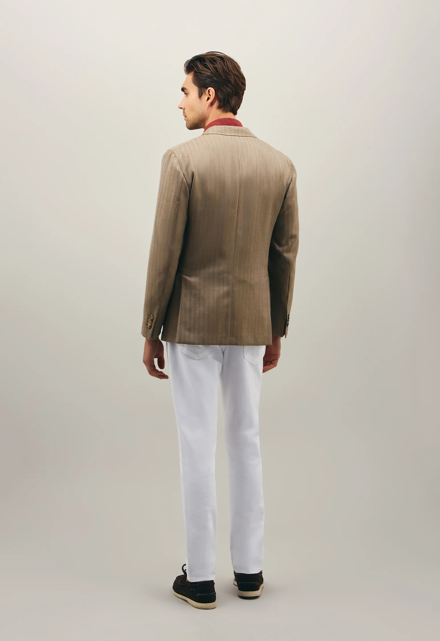 K-Jacket chevron in lana e seta beige - Image 2