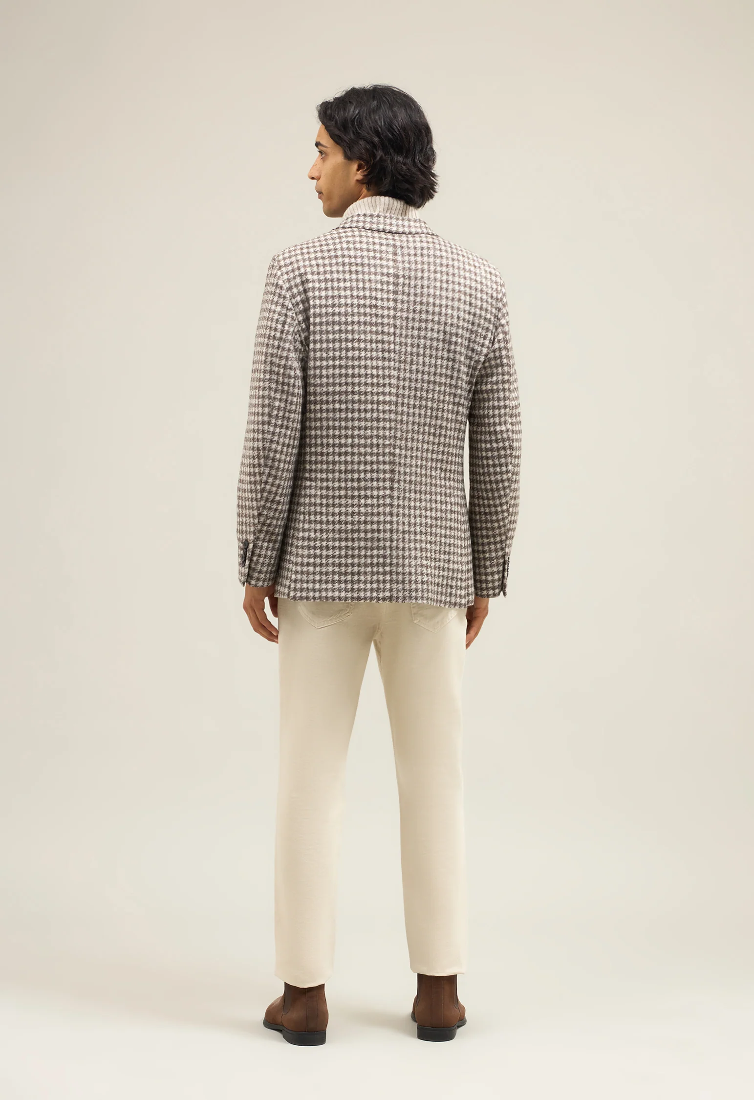 K-Jacket doppiopetto in jersey pied de poule beige - Image 3