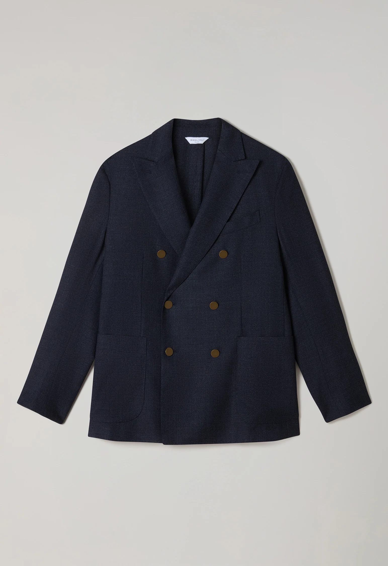 K-Jacket doppiopetto in lana leggera a nido d'ape blu - Image 4