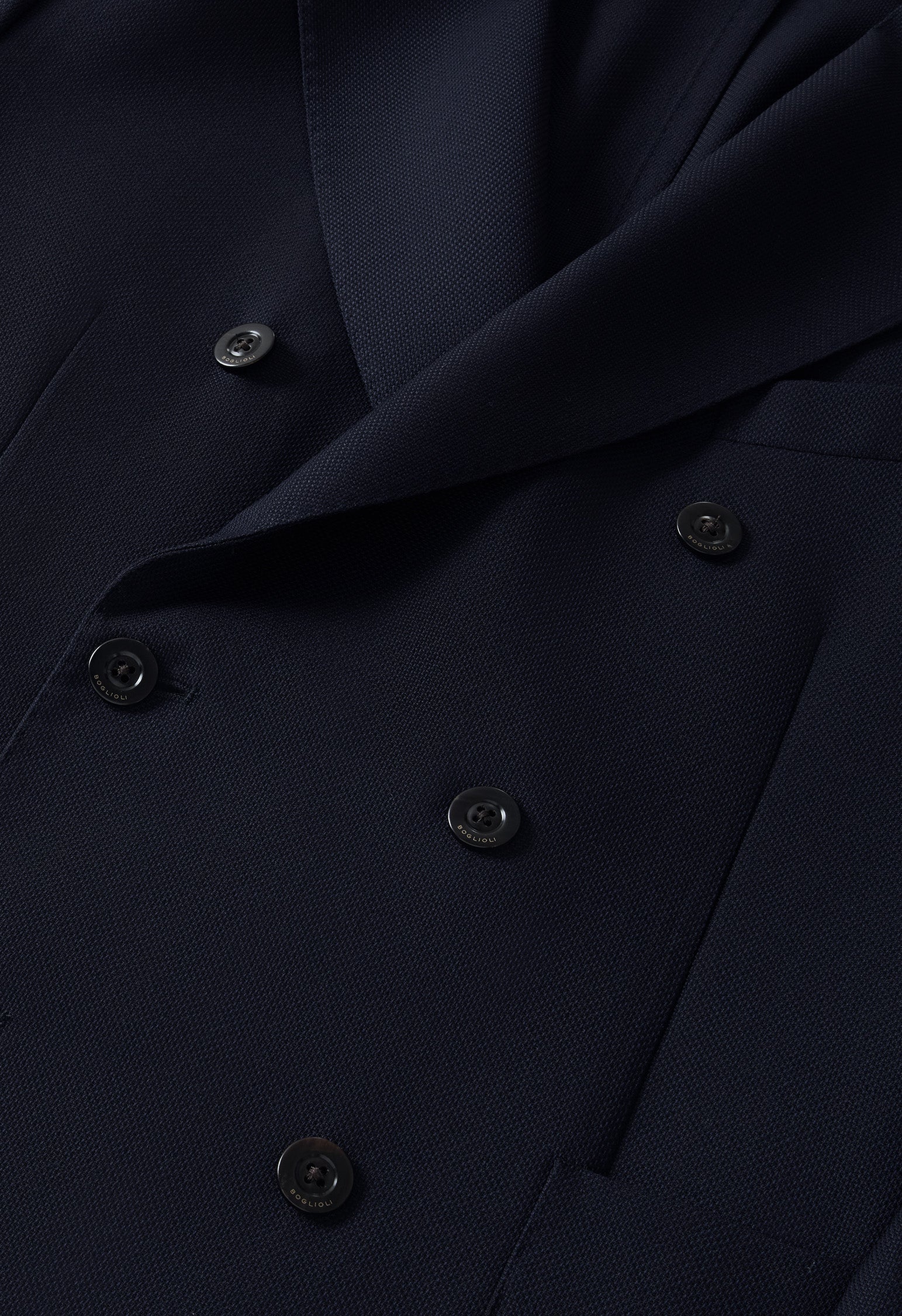 K-Jacket doppiopetto in lana leggera a nido d'ape blu - Image 5