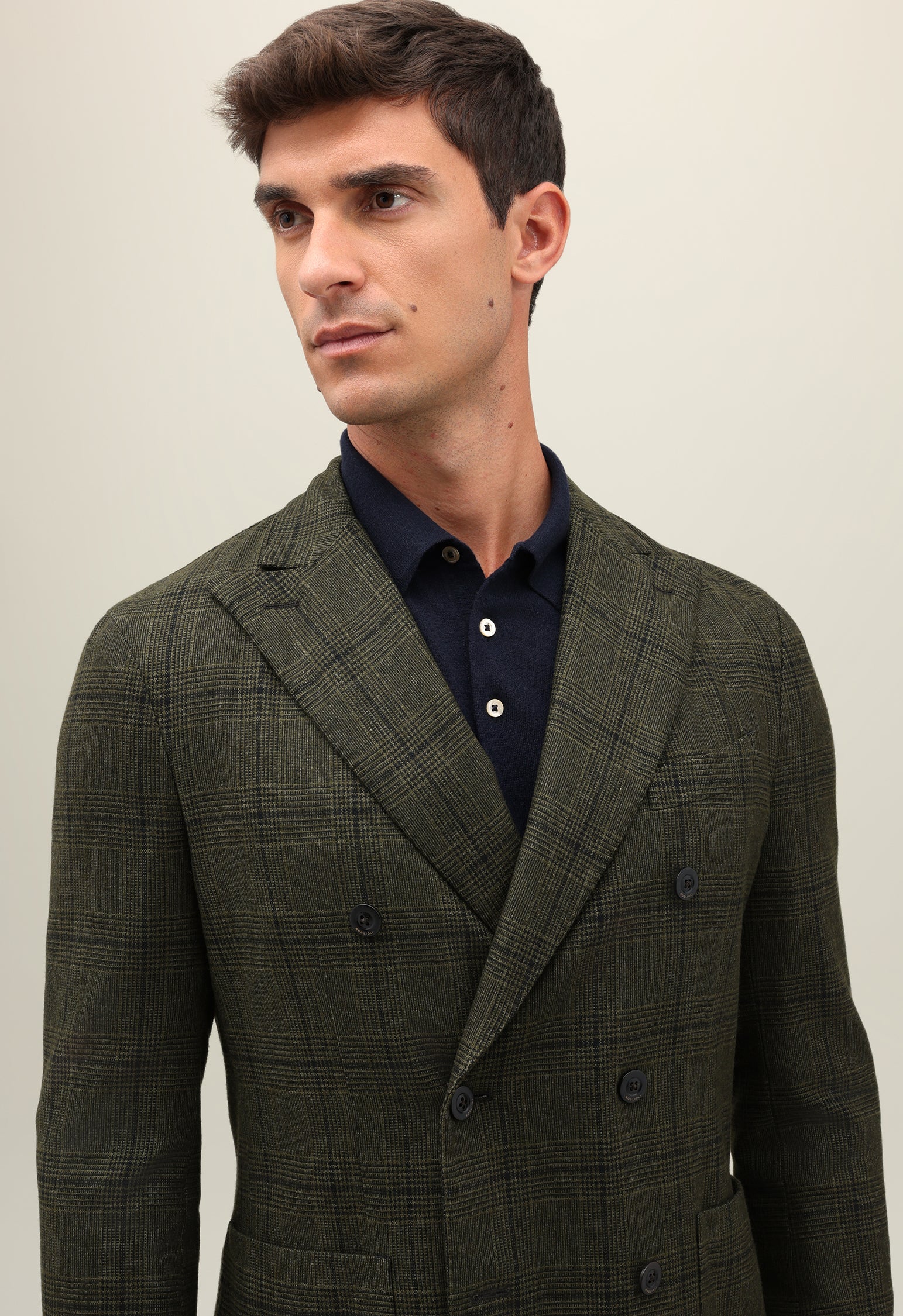 K-Jacket doppiopetto in lana Principe di Galles verde scuro - Image 3