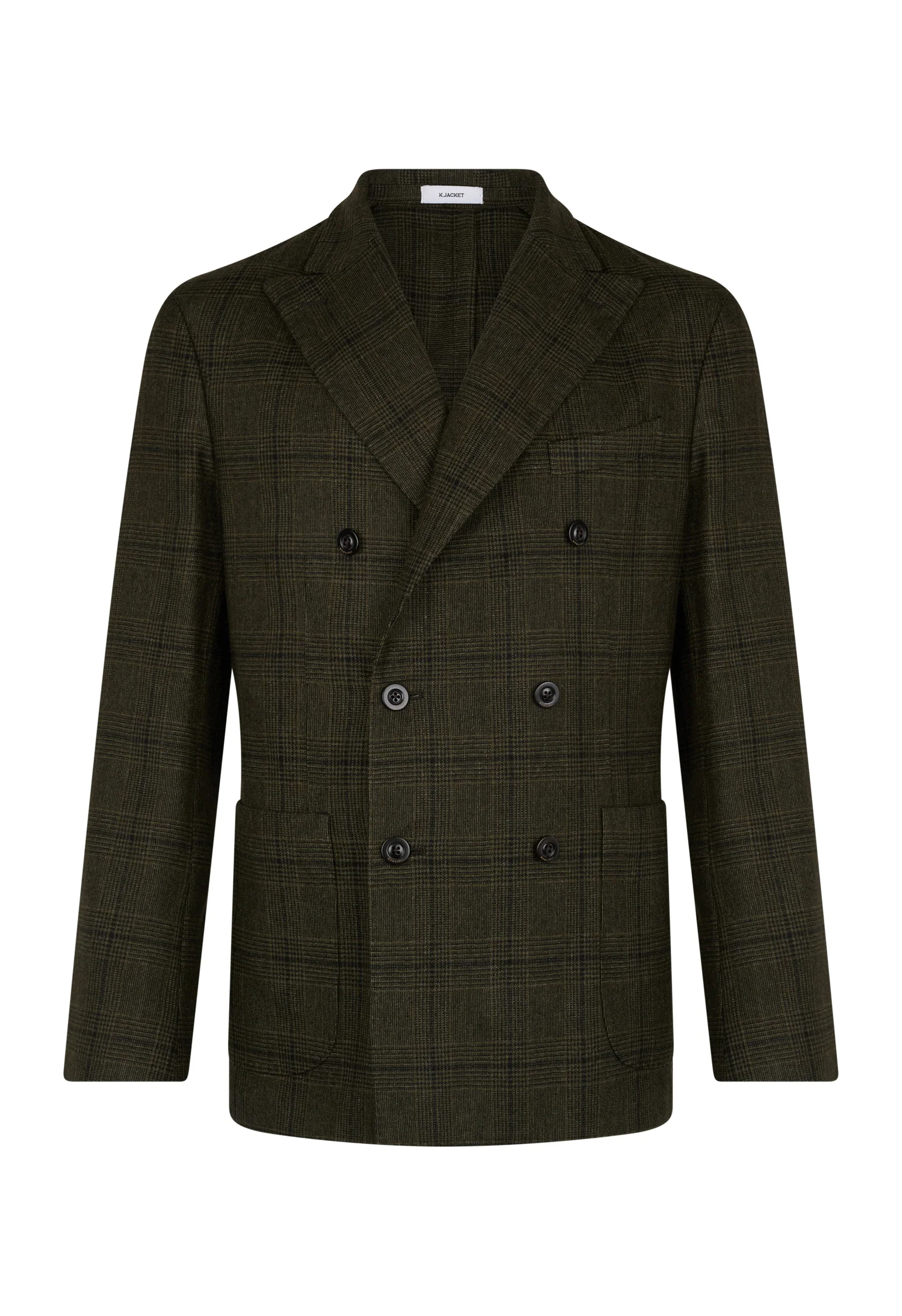 K-Jacket doppiopetto in lana Principe di Galles verde scuro - Image 4