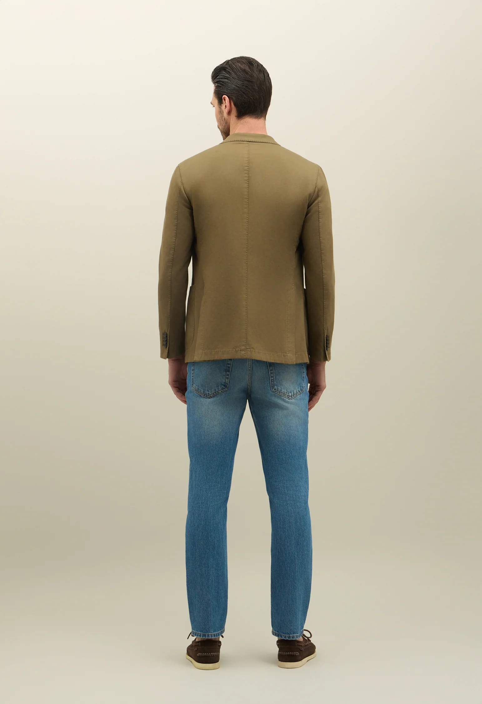 K-Jacket doppiopetto in twill di cotone e lino khaki - Image 2