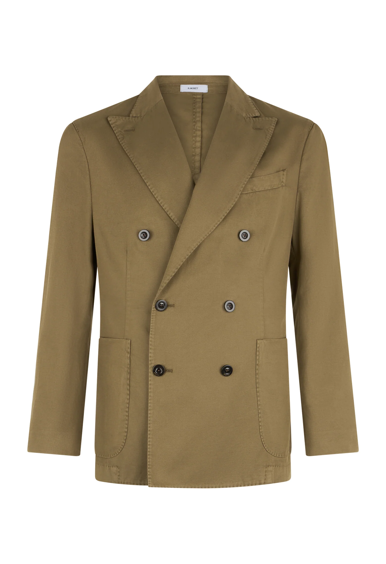 K-Jacket doppiopetto in twill di cotone e lino khaki - Image 4