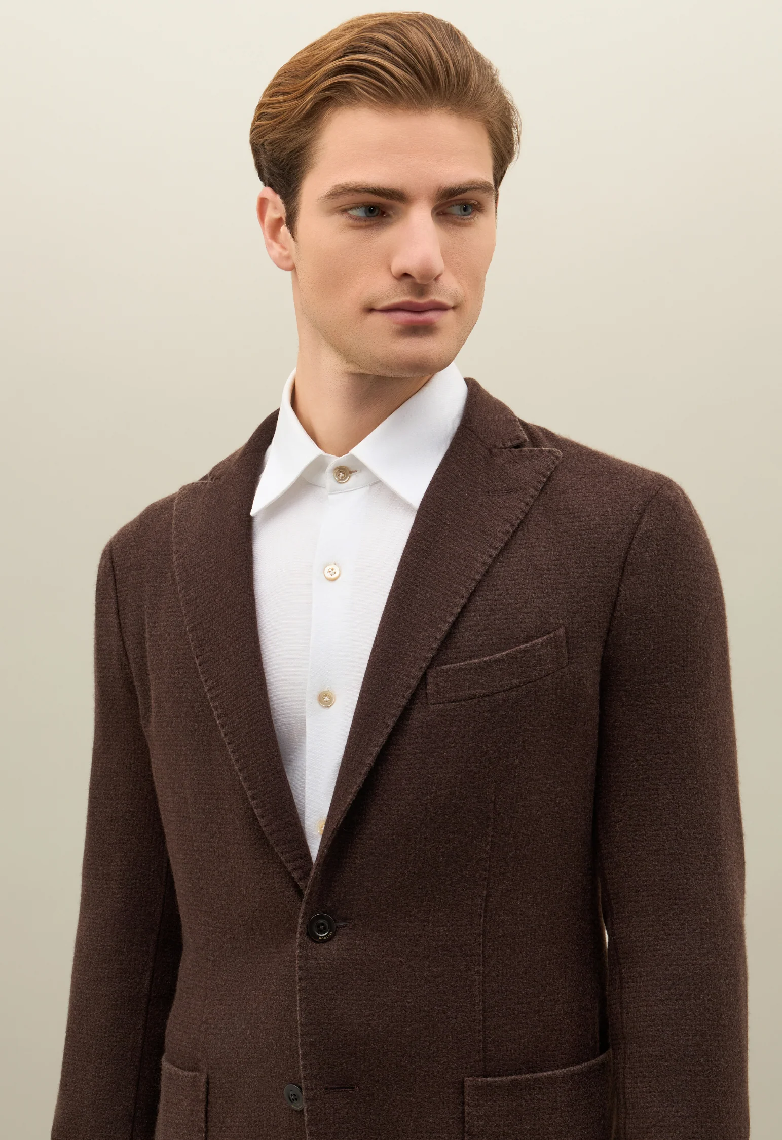 K-Jacket in cashmere tinto in capo marrone - Image 3