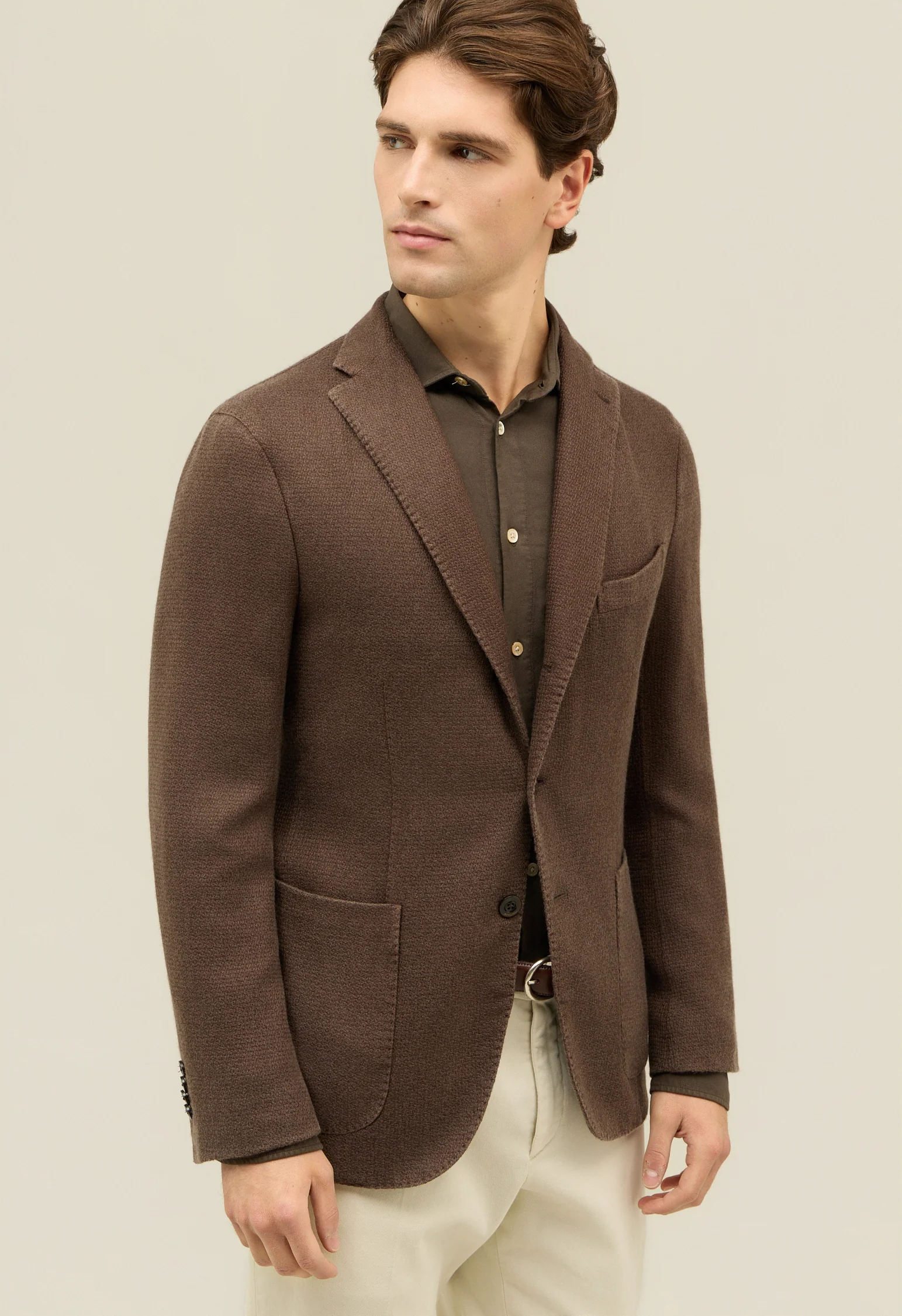 K-Jacket in cashmere tinto in capo marrone - Image 3