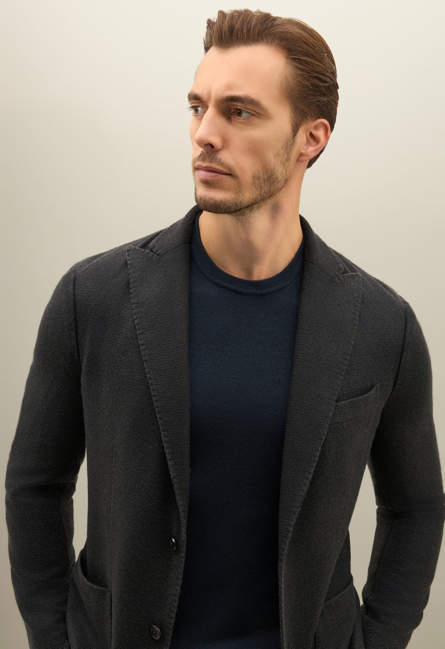 K-Jacket in cashmere tinto in capo nera - Image 3