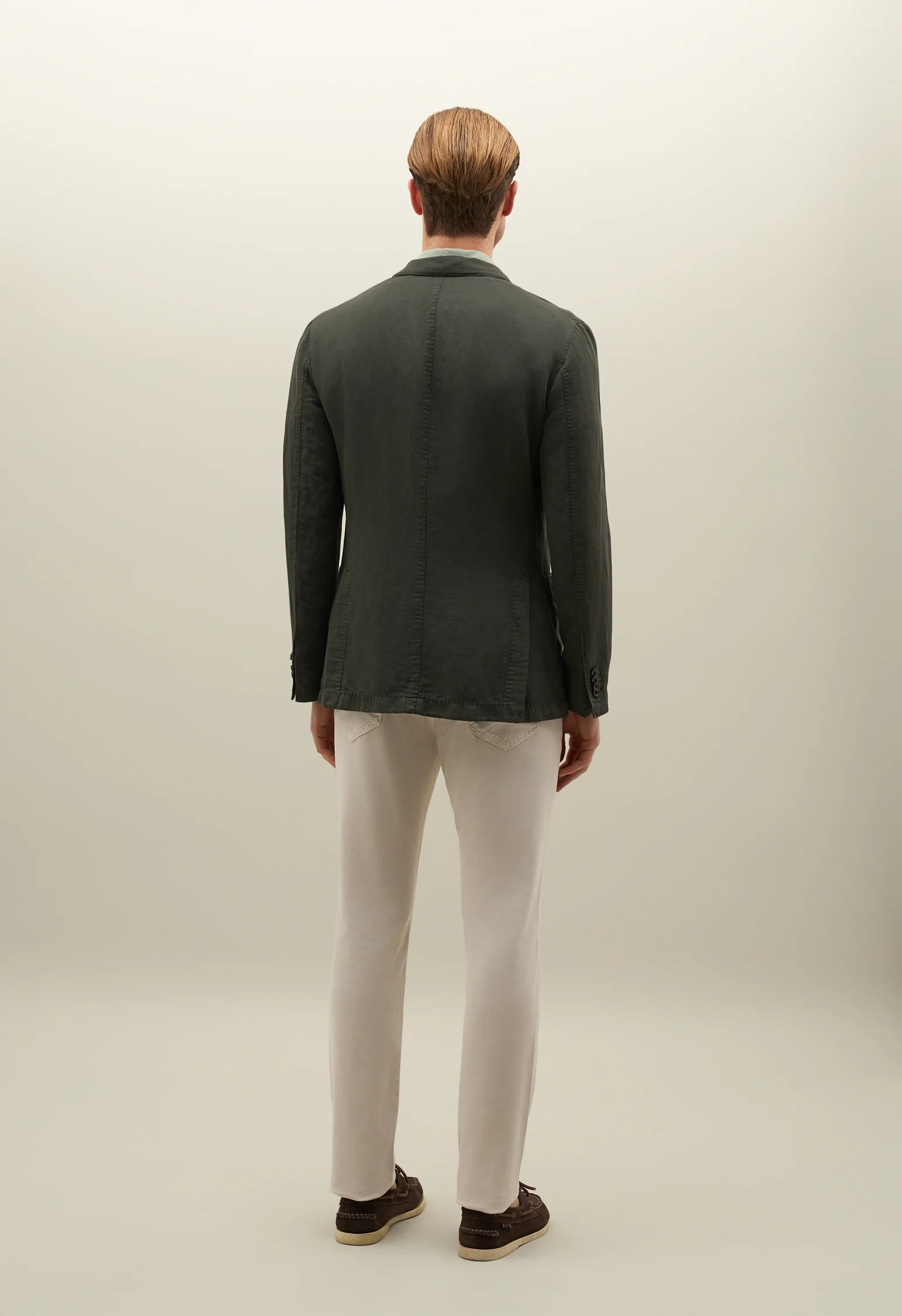 K-Jacket in cotone e lino satin verde - Image 2
