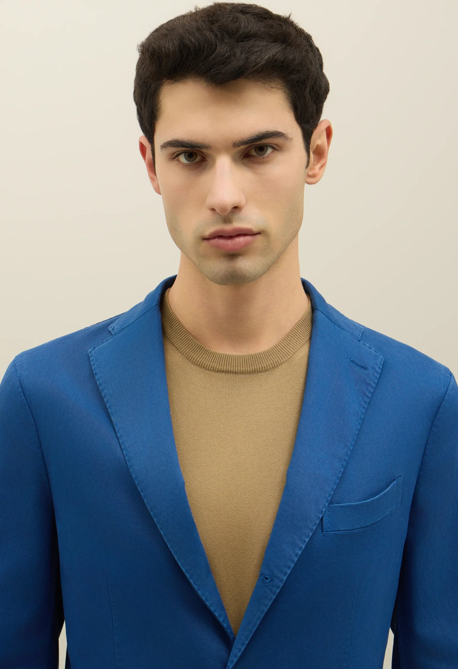 K-Jacket in cotone e tencel tinto in capo blu - Image 3
