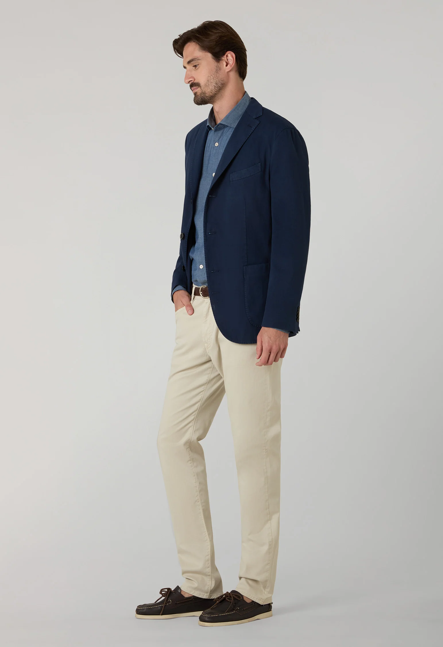 K-Jacket in cotone stretch tinto in capo blu - Image 3