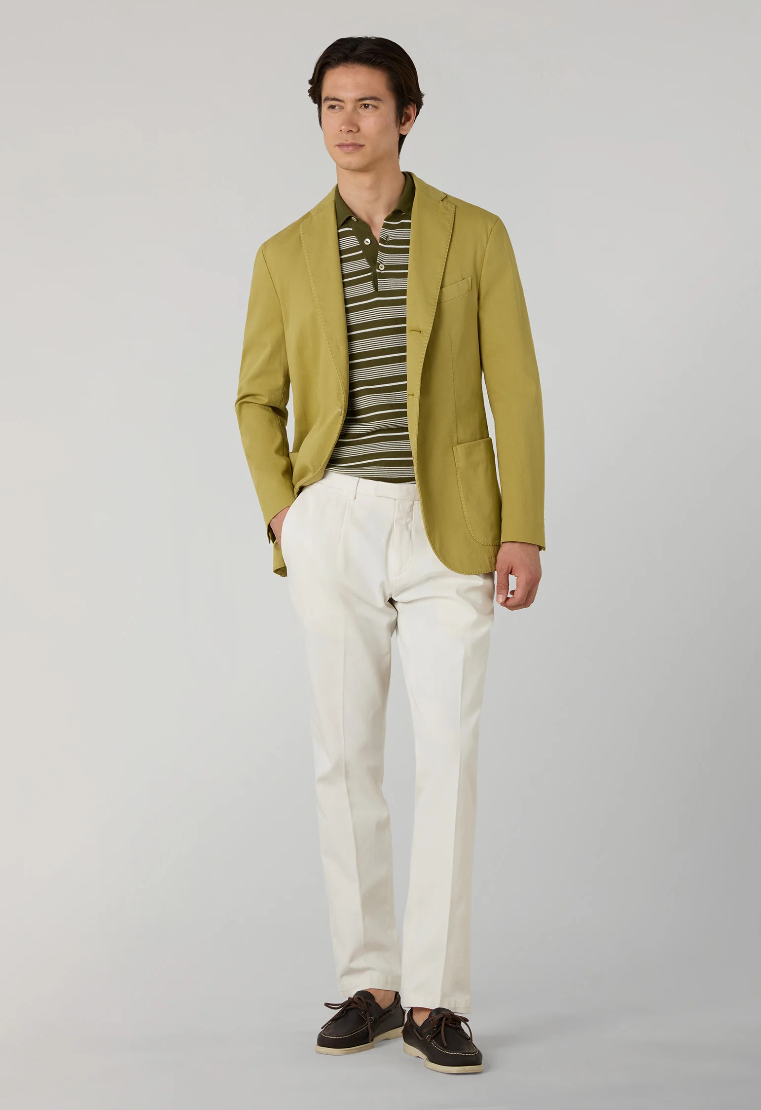 K-Jacket in cotone stretch tinto in capo verde - Image 3