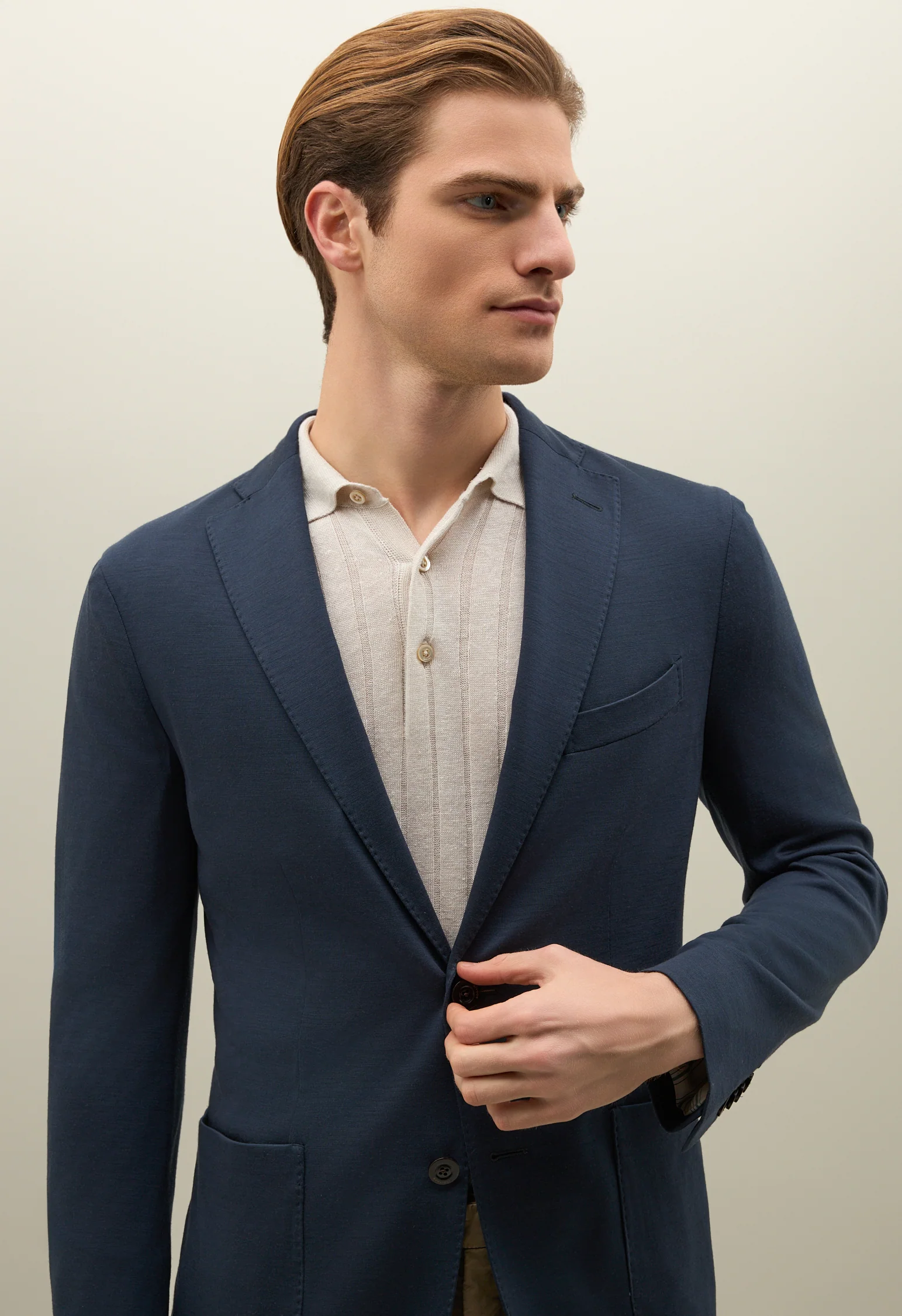 K-Jacket in jersey di lana leggera blu - Image 3