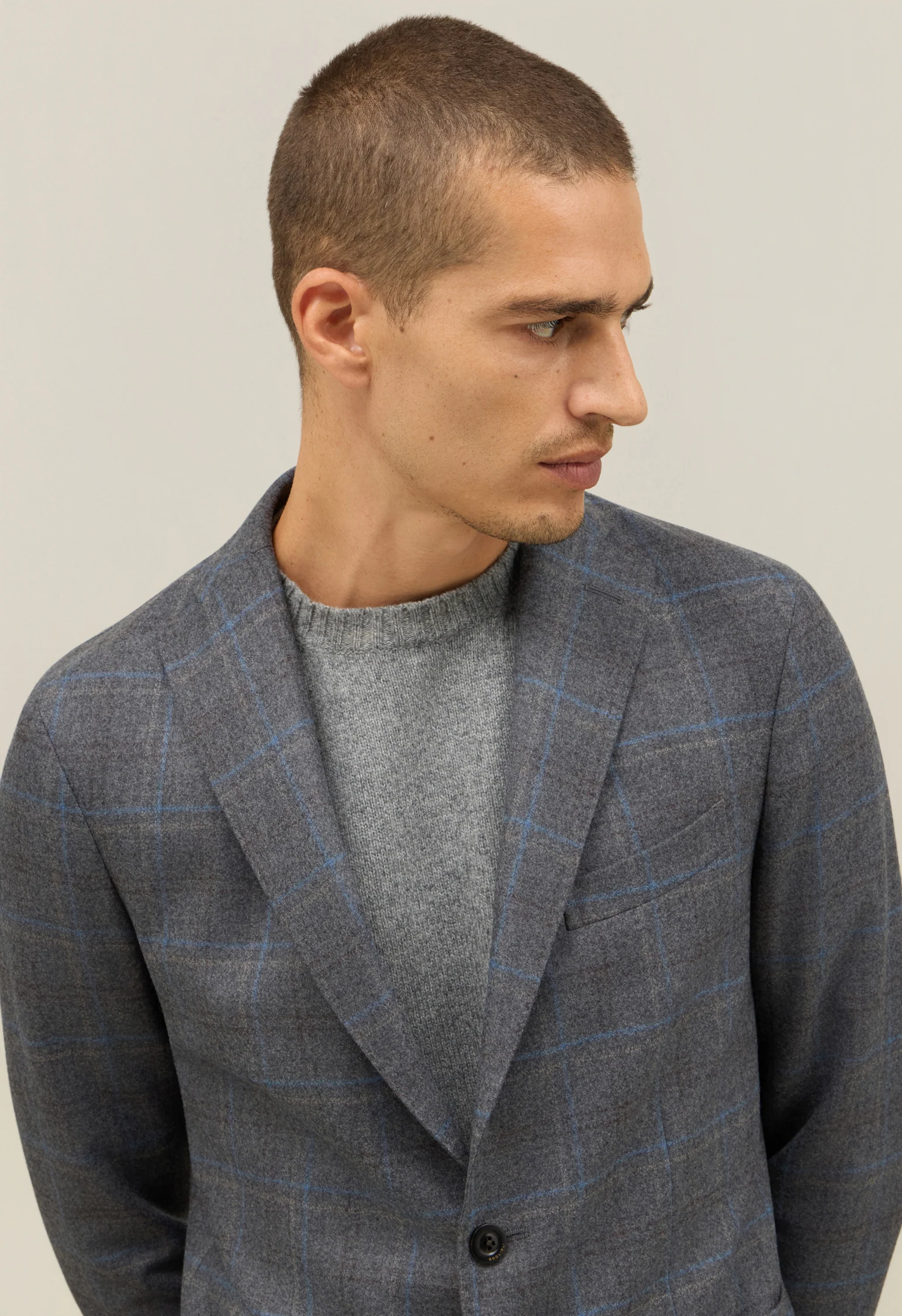 K-Jacket in lana a quadri grigia - Image 3