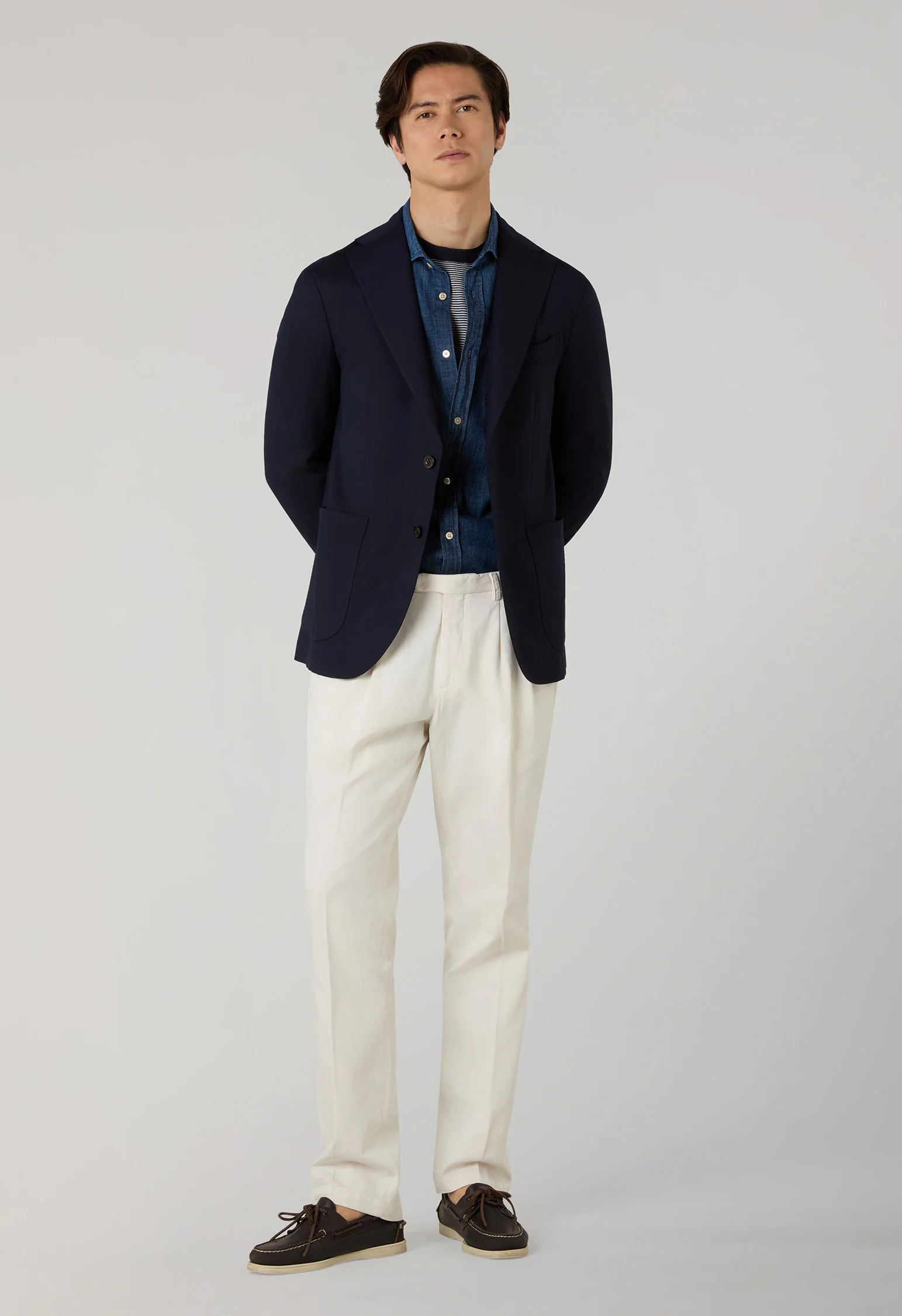 K-Jacket in lana leggera a nido d'ape blu - Image 3