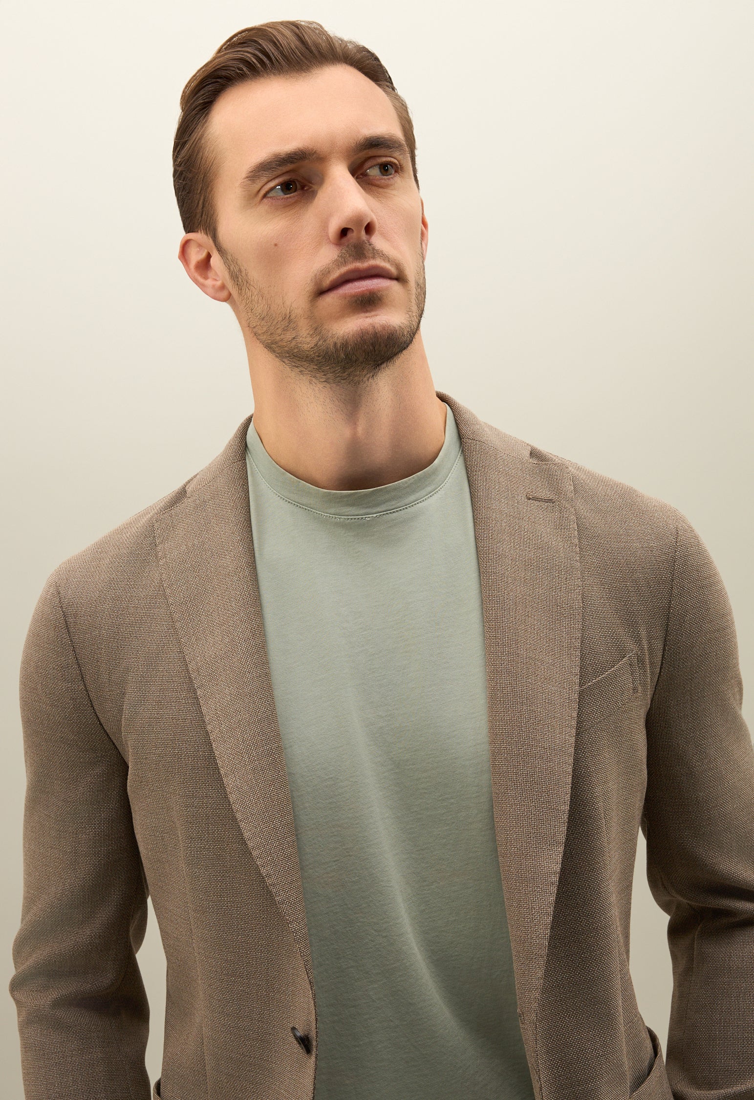 K-Jacket in lana leggera a nido d'ape marrone chiaro - Image 3