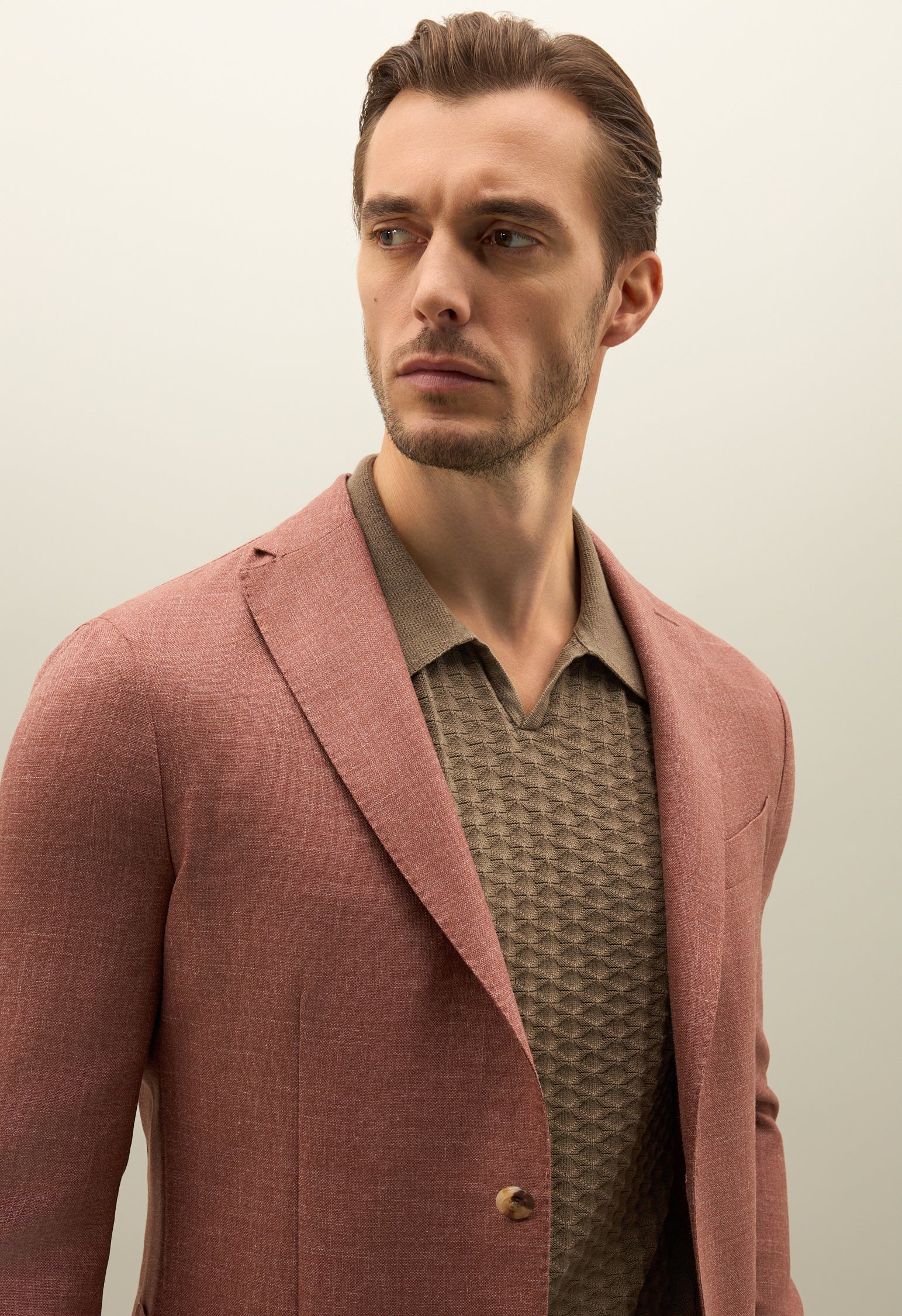 K-Jacket in lana seta e lino rosa - Image 3
