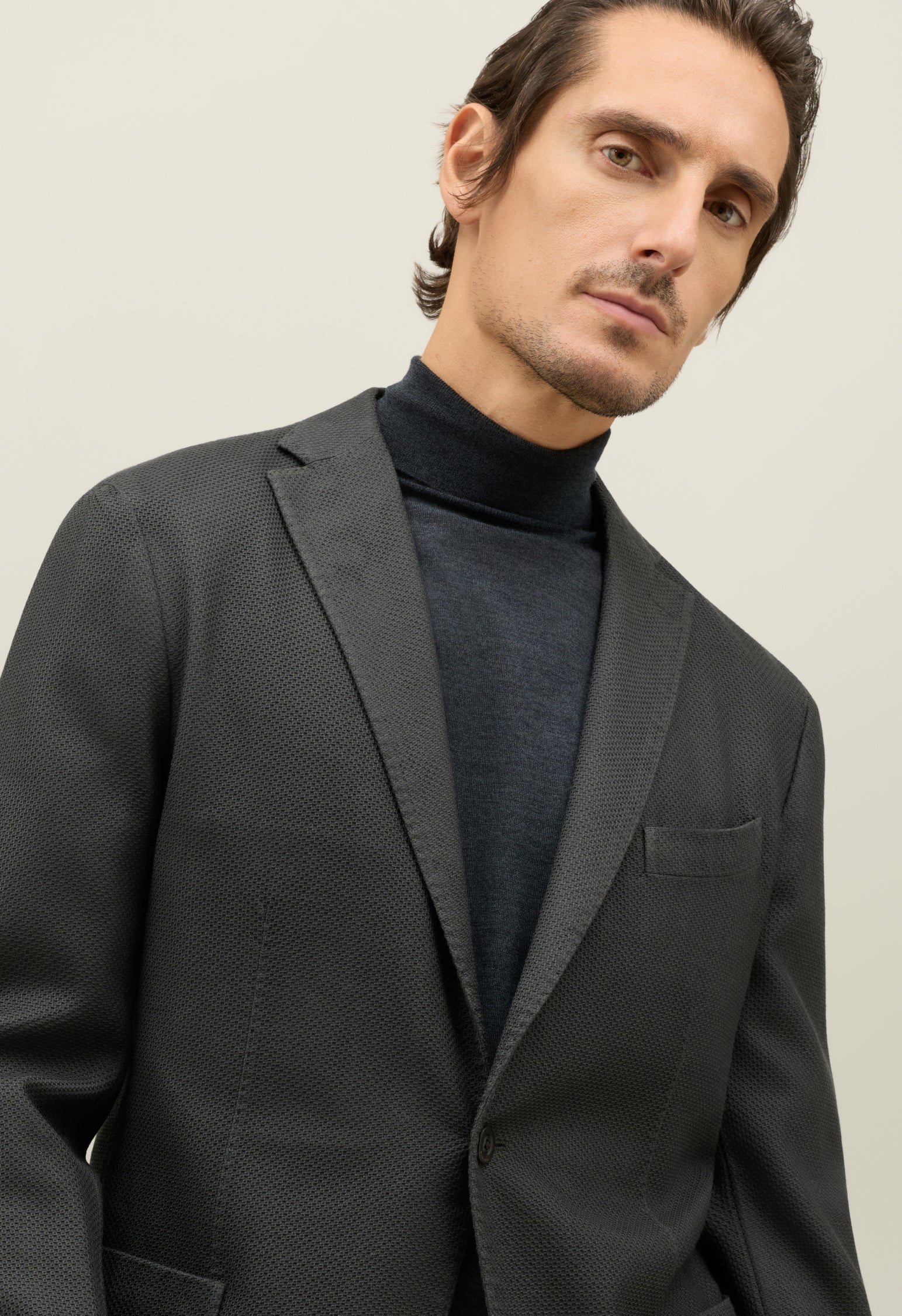 K-Jacket in lana stretch a nido d'ape grigia scura - Image 3