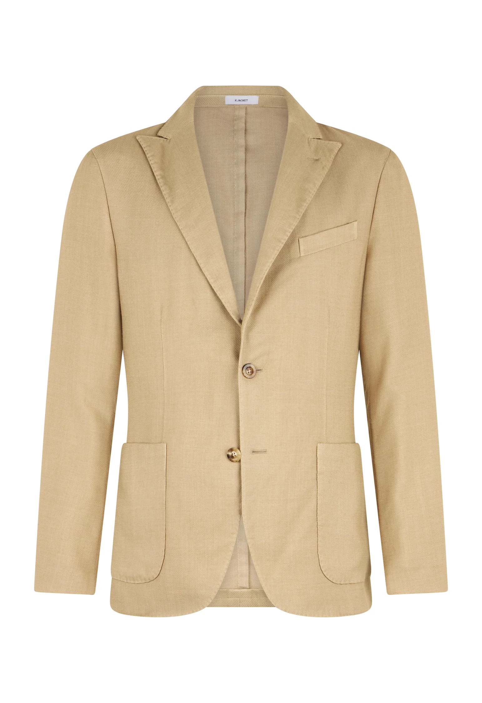 K-Jacket in lana tinta in capo a nido d'ape beige - Image 4